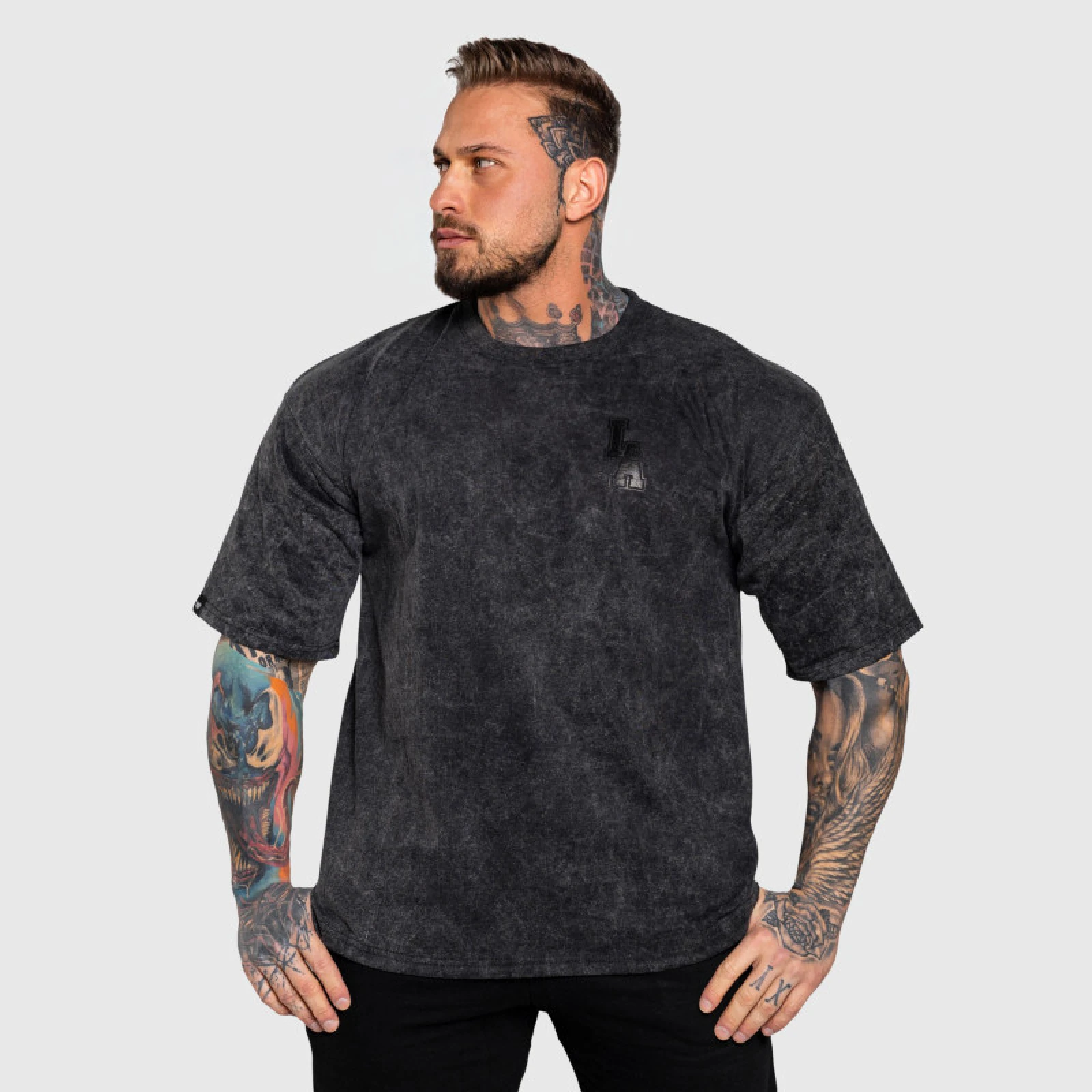 Oversize tričko Iron Aesthetics College, washed black · záber 2