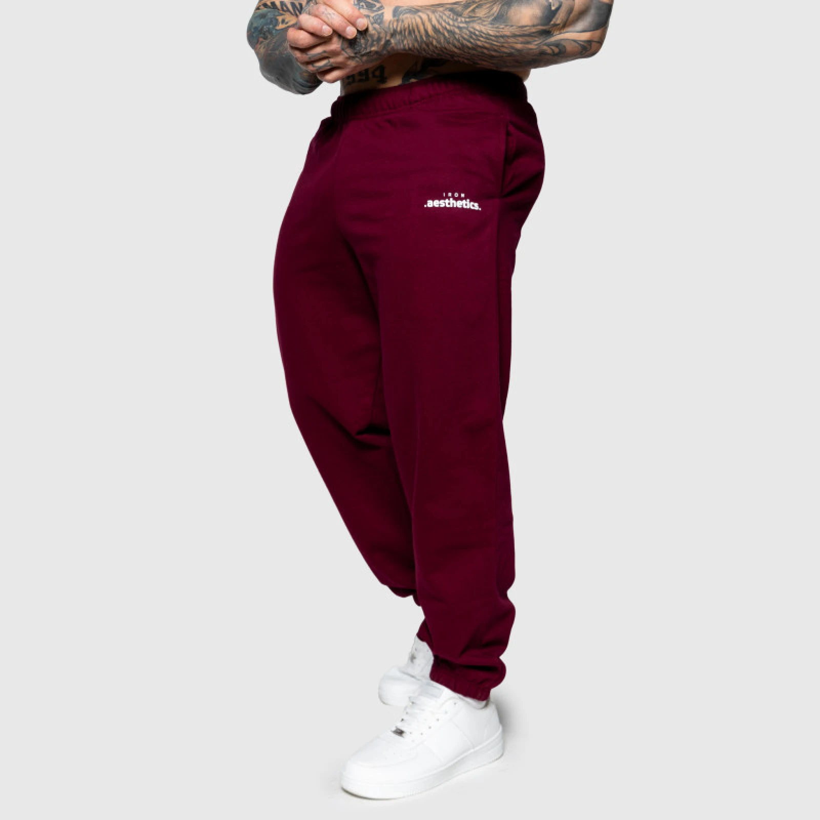 Oversized tepláky Iron Aesthetics Relaxed, bordové · záber 5