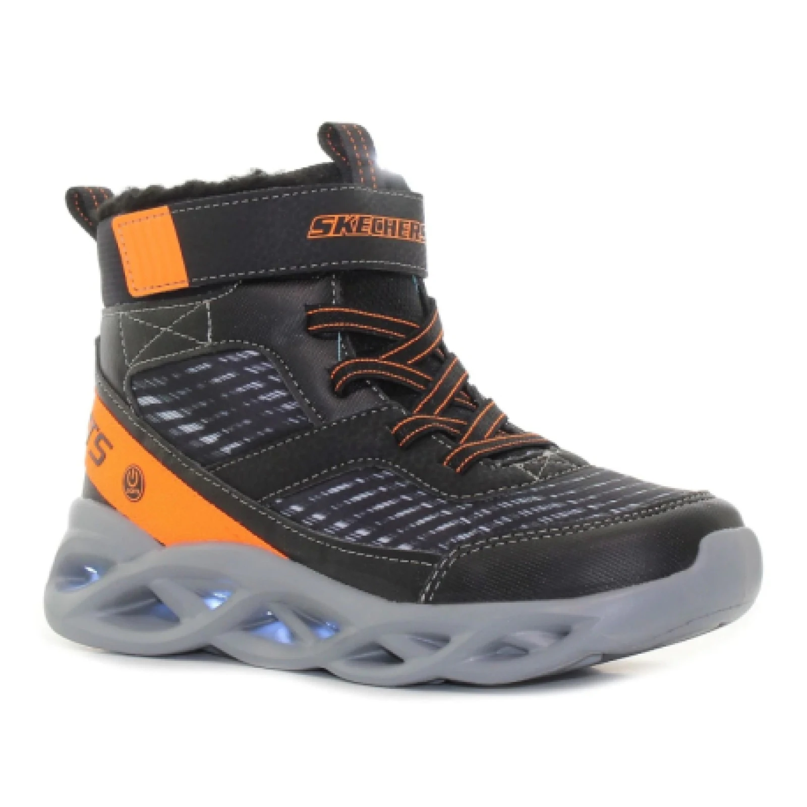 Chlapčenské vysoké zimné topánky SKECHERS Twisted Brights black orange · záber 1