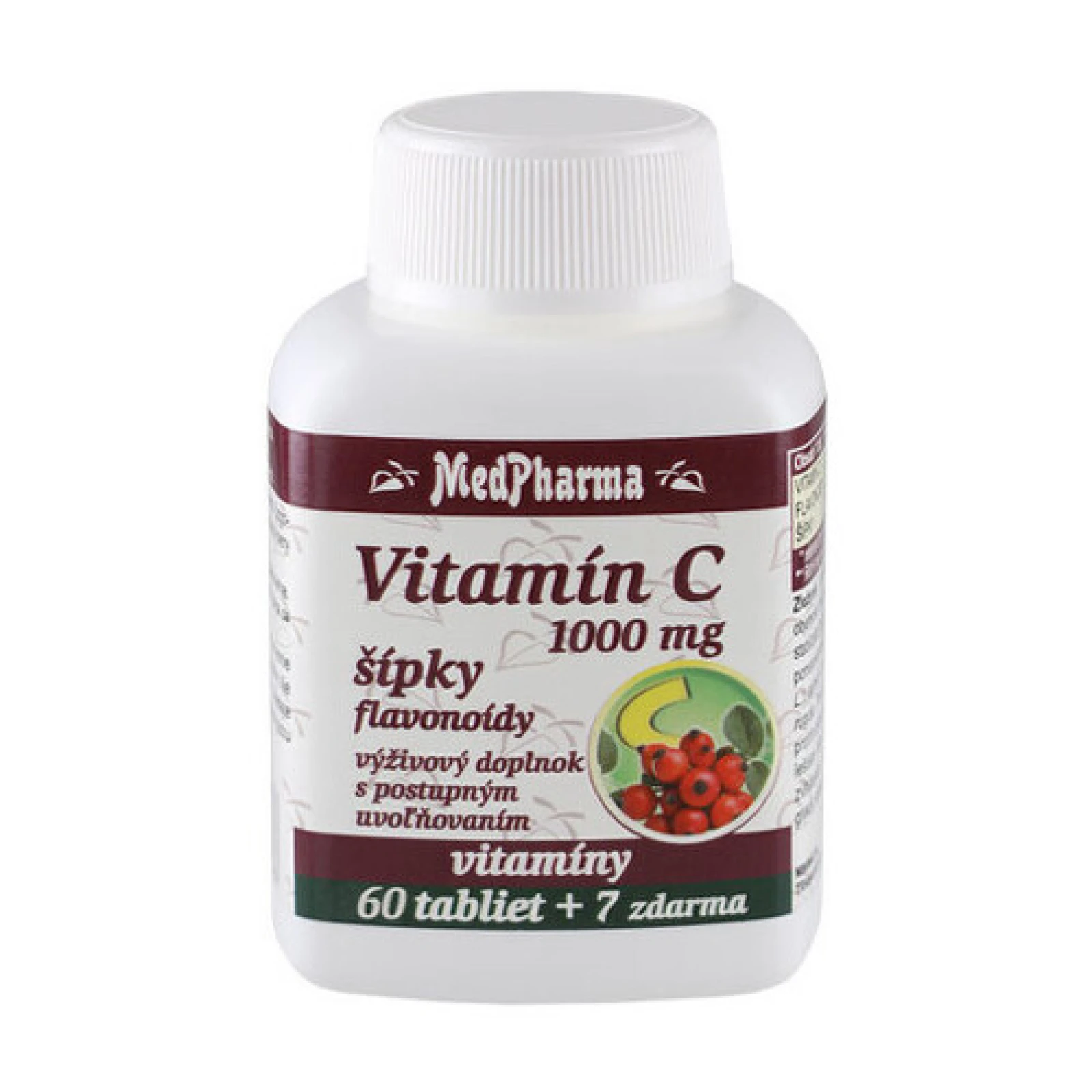 MEDPHARMA Vitamín C 1000 mg so šípkami 60 + 7 tabliet ZADARMO · záber 1