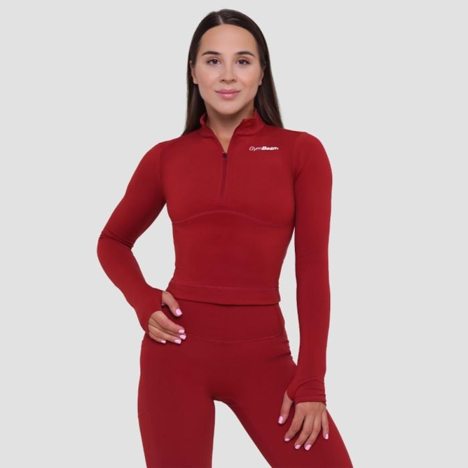 GymBeam Dámsky športový top Ignite Dark Red SS · záber 1
