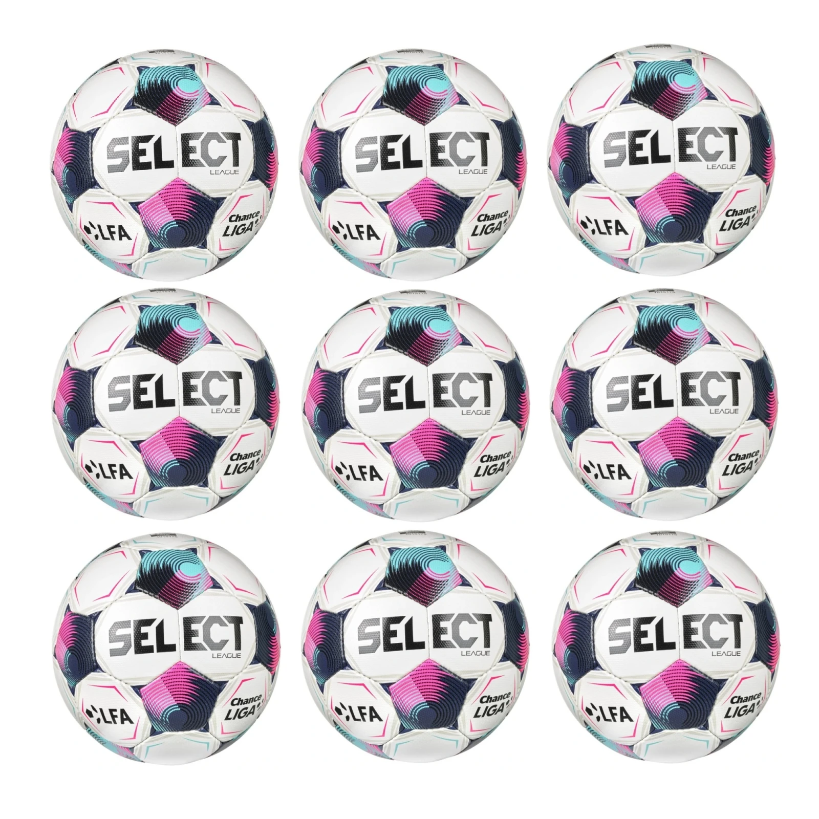 Výhodný set - 9x Futbalová lopta SELECT FB League CZ Chance Liga 2026/27 5 bielo-ružová · záber 1