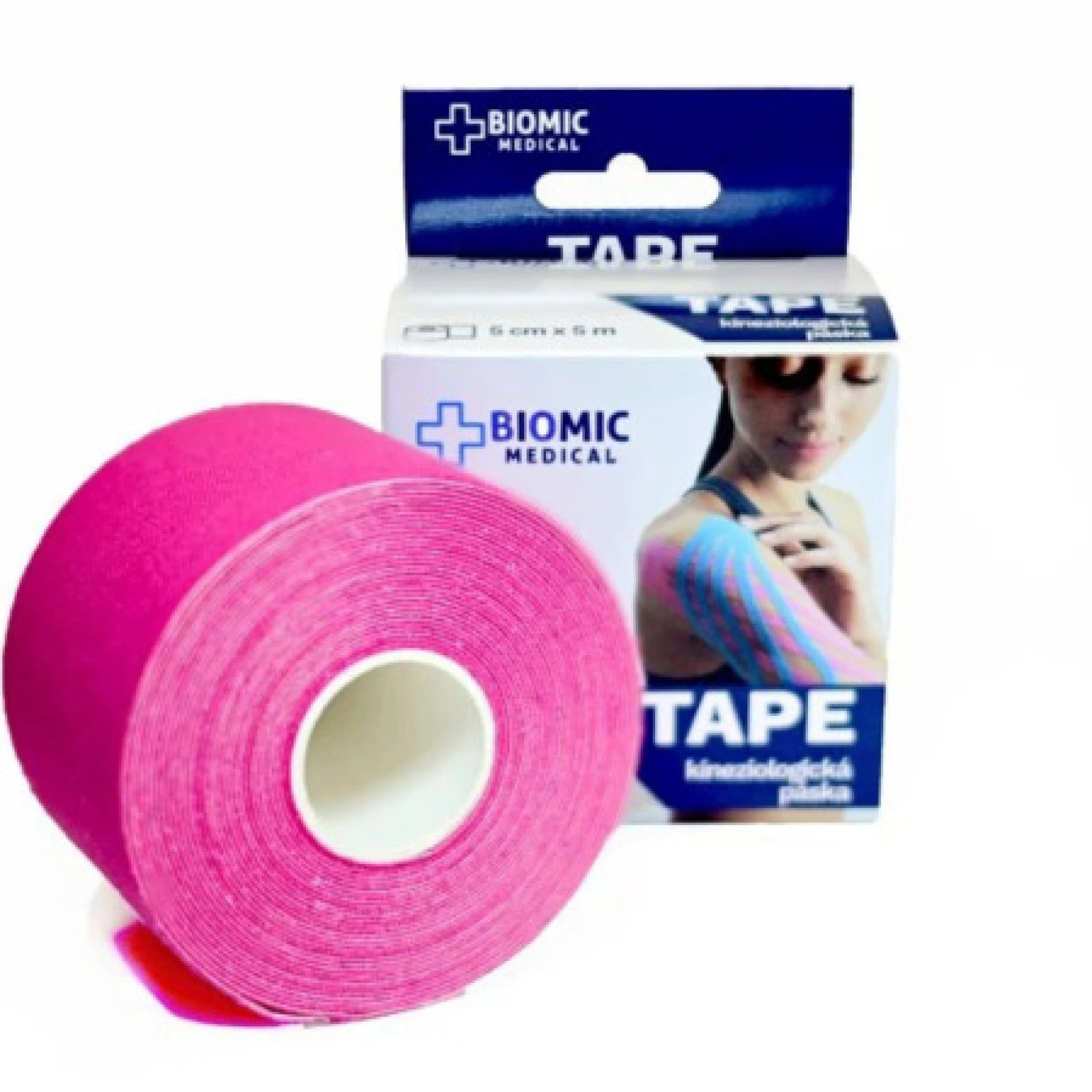 BIOMIC TAPE Kineziologická tejpovacia páska ružová 5 cm x 5 m · záber 1