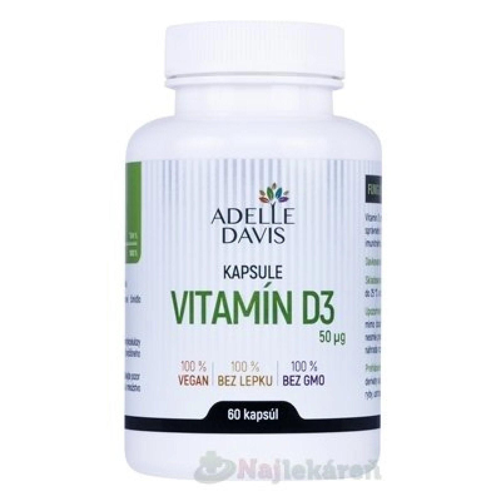 ADELLE DAVIS Vitamín D3 50 mcg 60 kapsúl · záber 1