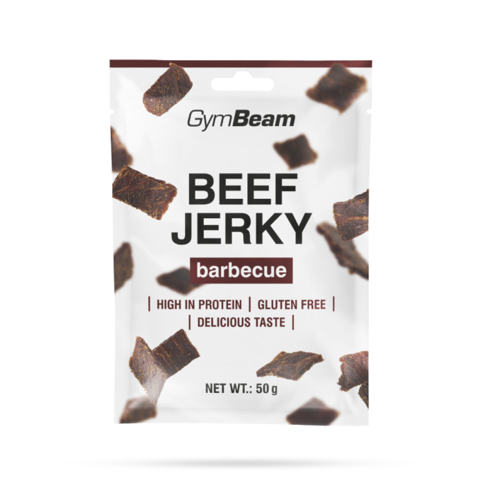 GymBeam Sušené mäso Beef Jerky barbecue - Príchuť: Barbecue | Hmotnosť: 0,05 kg | Balenie: 50 · záber 1