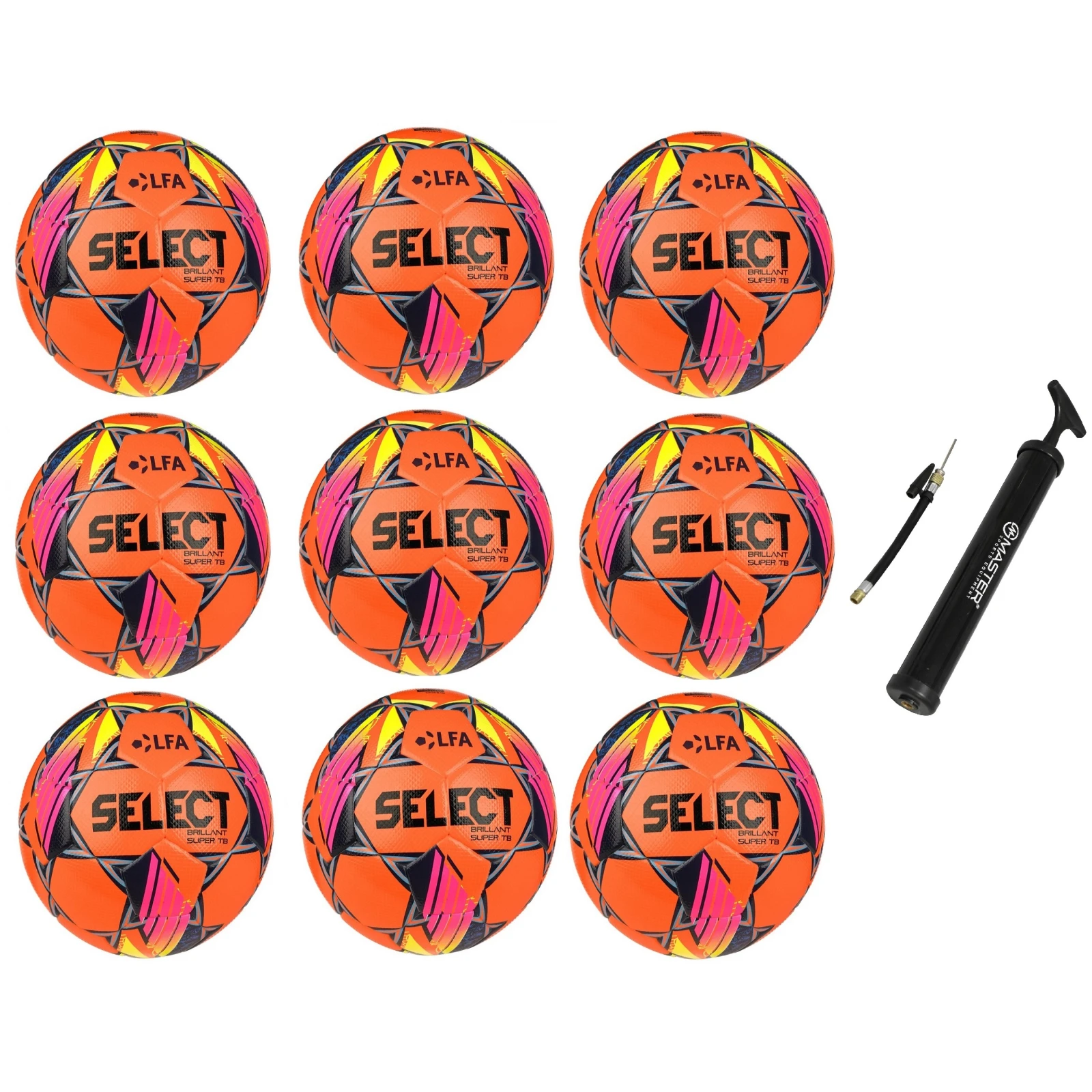 Výhodný akčný set - 9x Futbalová lopta SELECT FB Brillant Super TB SK Chance Liga 2024/25 5 oranžový-modrý · záber 1