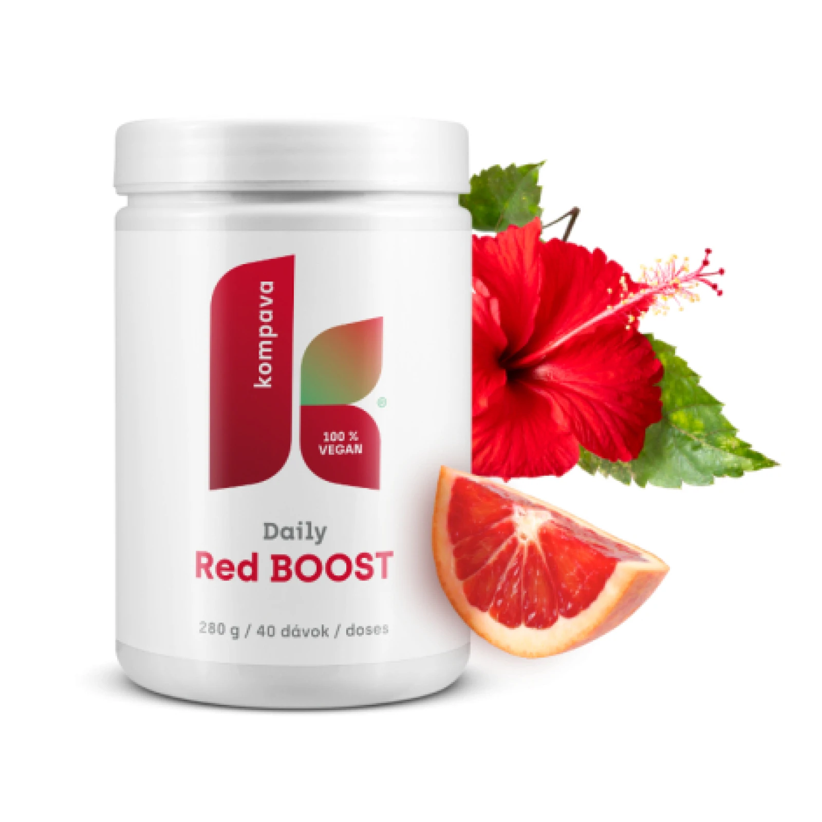 Kompava Daily Red BOOST 280 g/40 dávok, ibištek s červeným pomarančom · záber 1