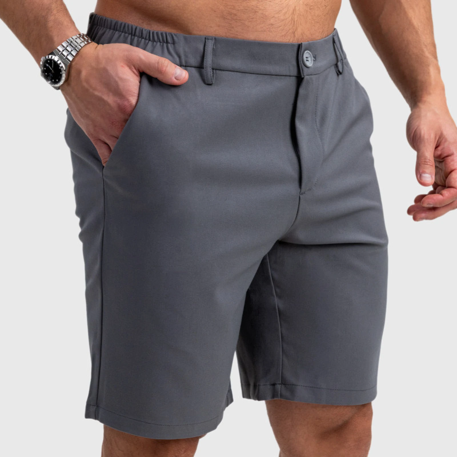 Pánske kraťasy Iron Aesthetics Chino Flex, sivé · záber 5