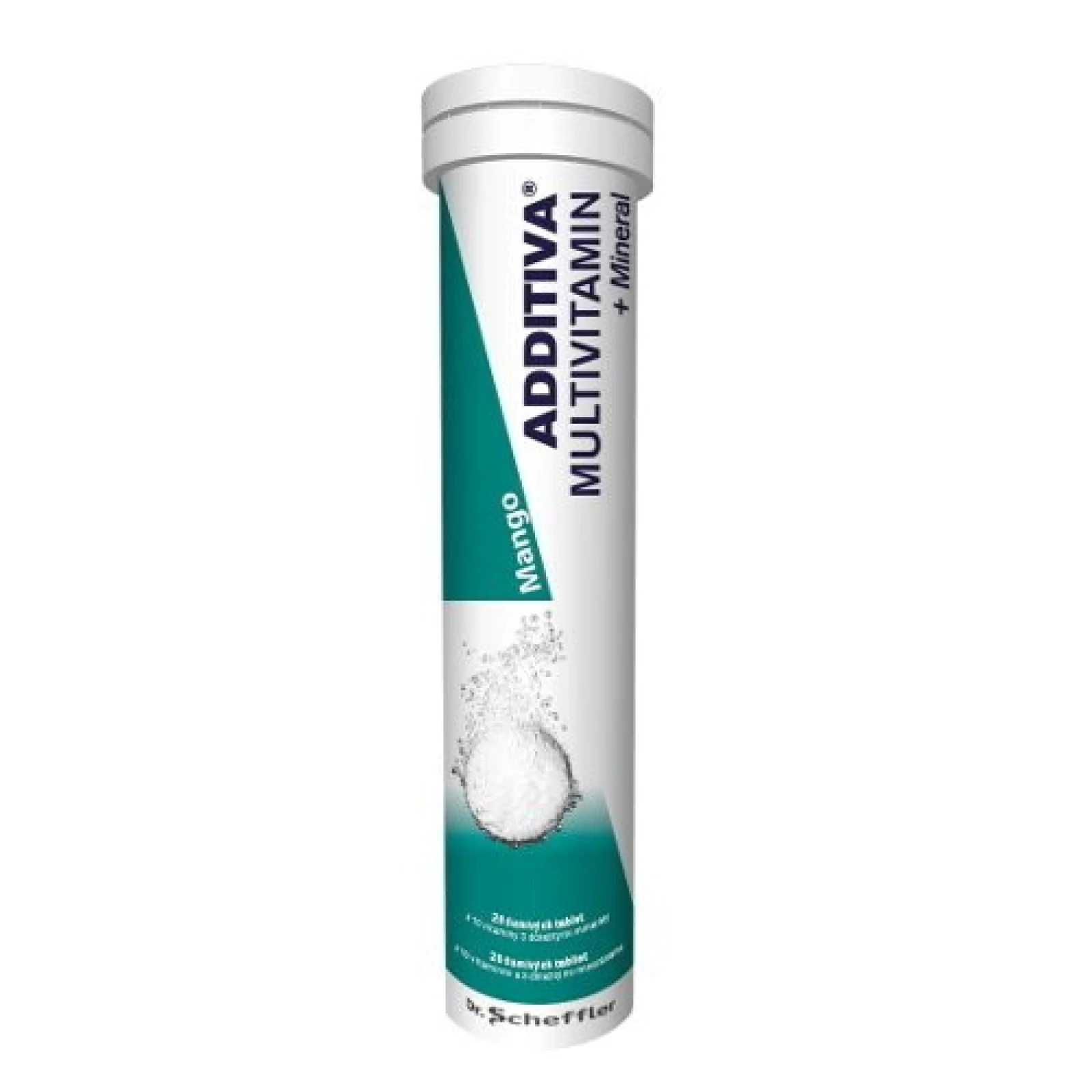 ADDITIVA Multivitamín + minerál, mango 20 šumivých tabliet · záber 1