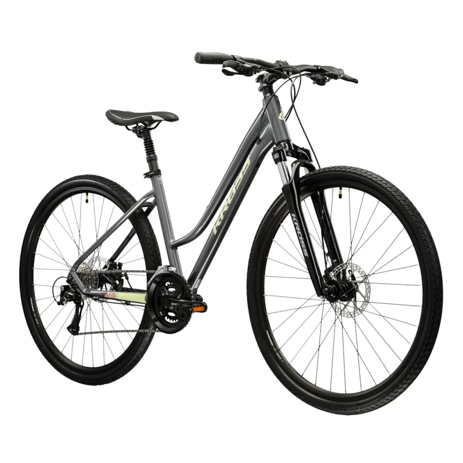 Kross EVADO 3.0 28" - model 2025 šedá / zelená / lesk - L (19", 168-180 cm) · záber 2