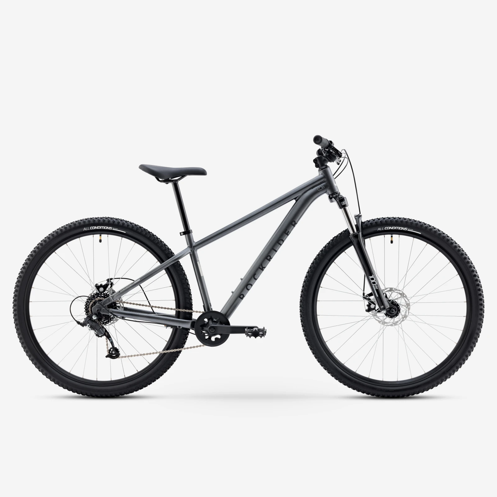 ROCKRIDER Horský bicykel EXPL 100 29" hliníkový rám sivý S (150-164 cm) · záber 1