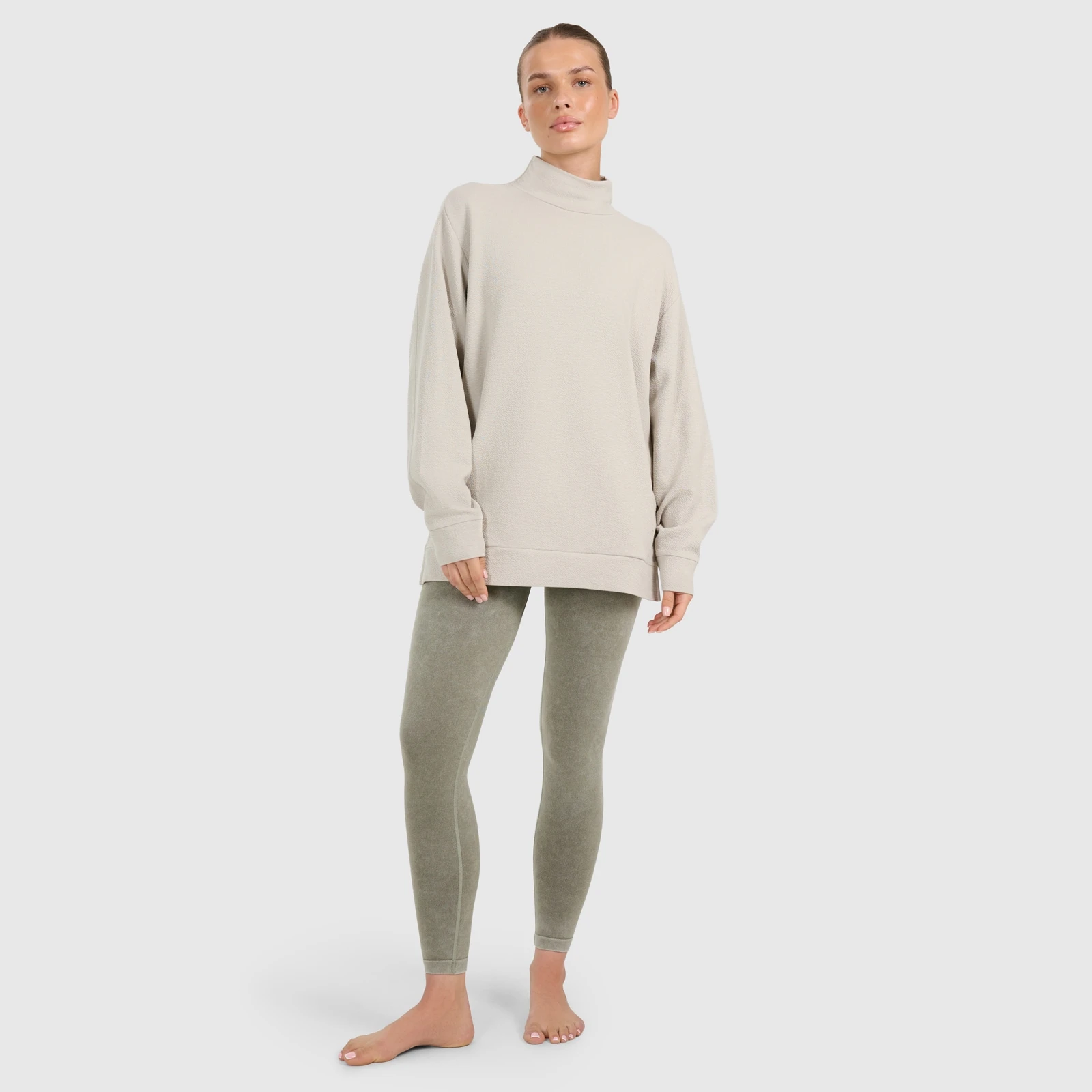 Dámska tepláková mikina na jogu a pilates - béžová · záber 2