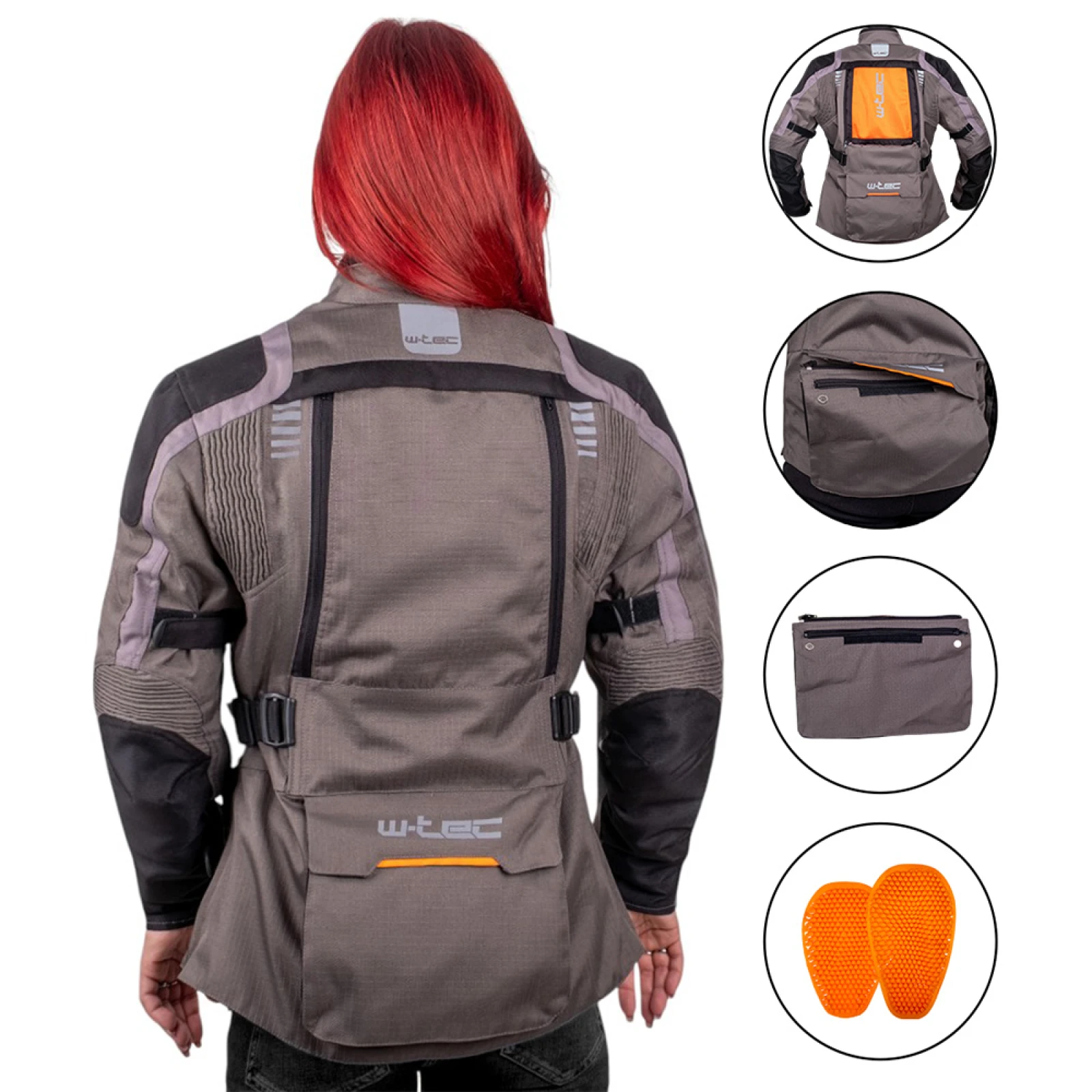 Dámska touringová moto bunda W-TEC Smackton Lady Farba šedo-oranžová, · záber 3
