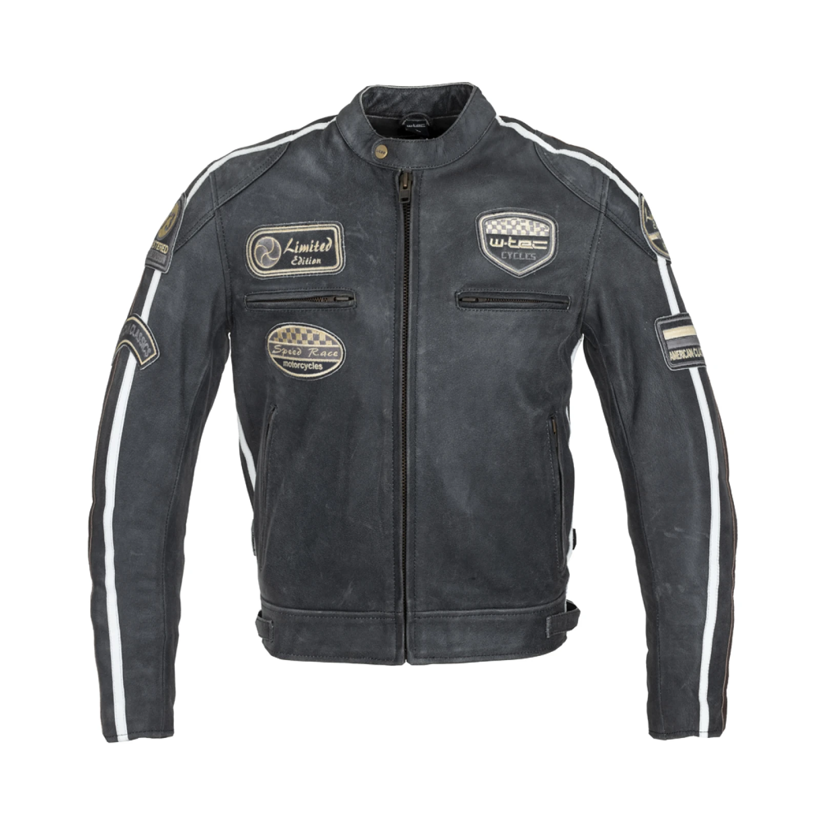 Pánska kožená moto bunda W-TEC Dark Vintage Farba tmavo šedá, · záber 1