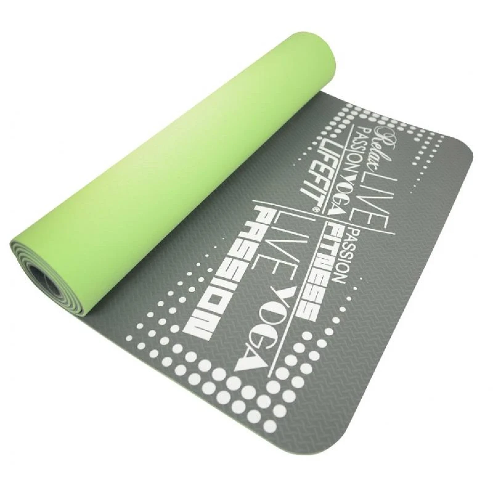 Lifefit Podložka YOGA MAT TPE, 183x61x0.5cm, dvouvrstvá, zeleno-šedá · záber 1