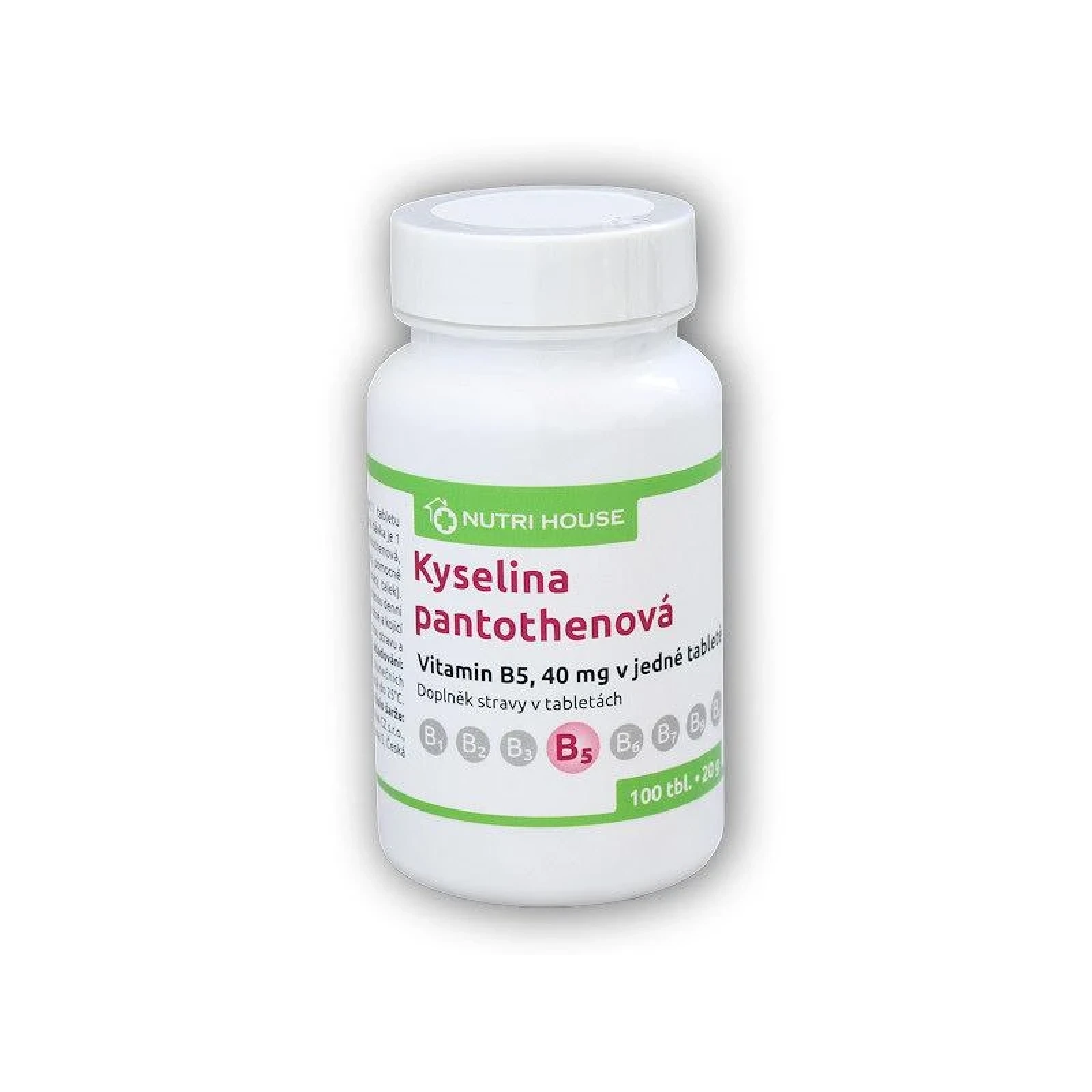Nutri House Kyselina pantothenová B5 40mg 100 tablet · záber 1