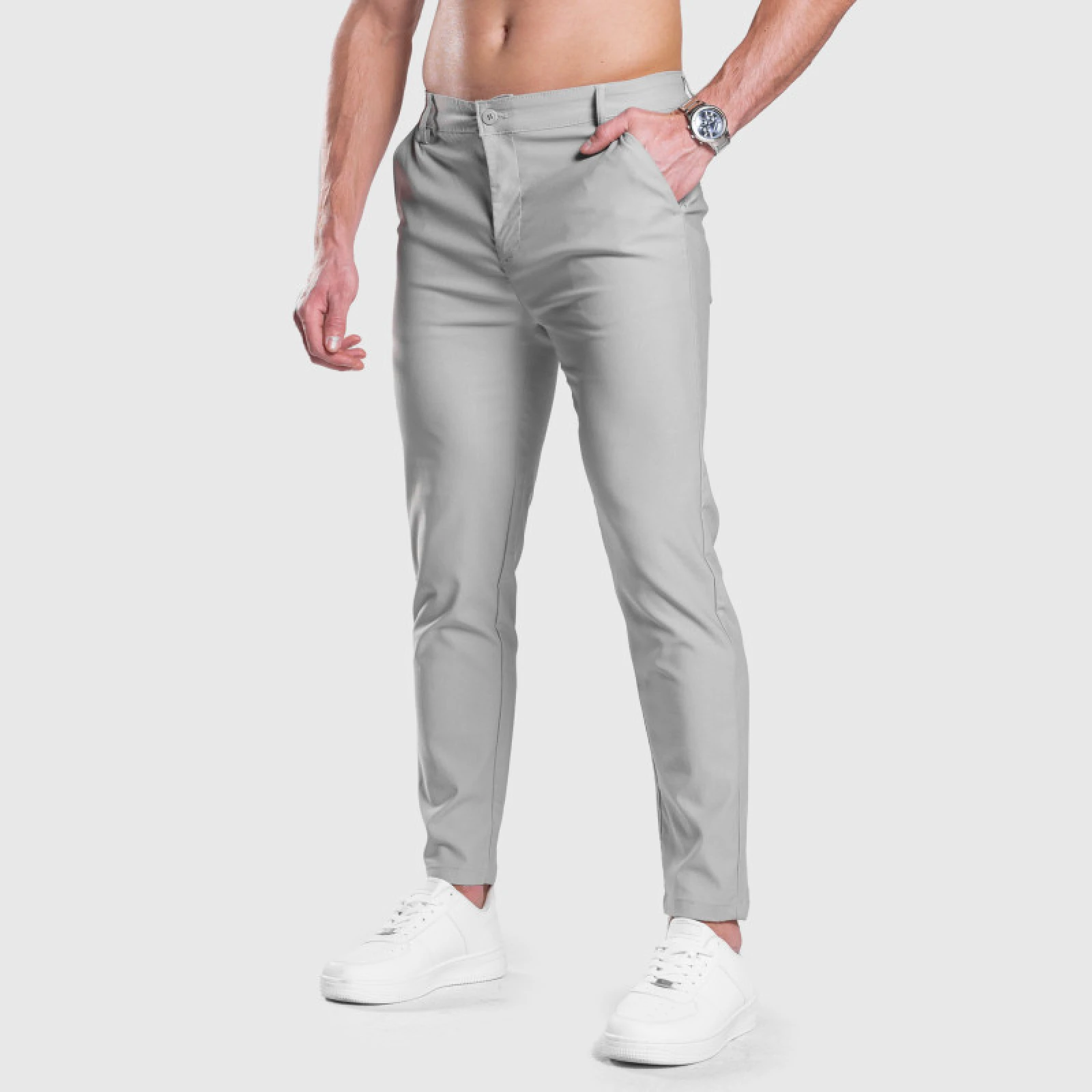 Strečové nohavice Iron Aesthetics Classy, sivé · záber 3