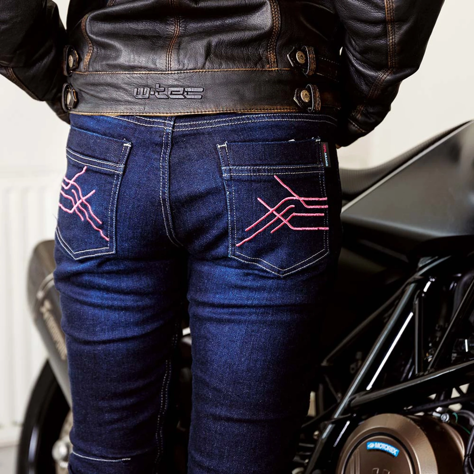 Dámske moto jeansy W-TEC Rafael Farba modrá, · záber 3