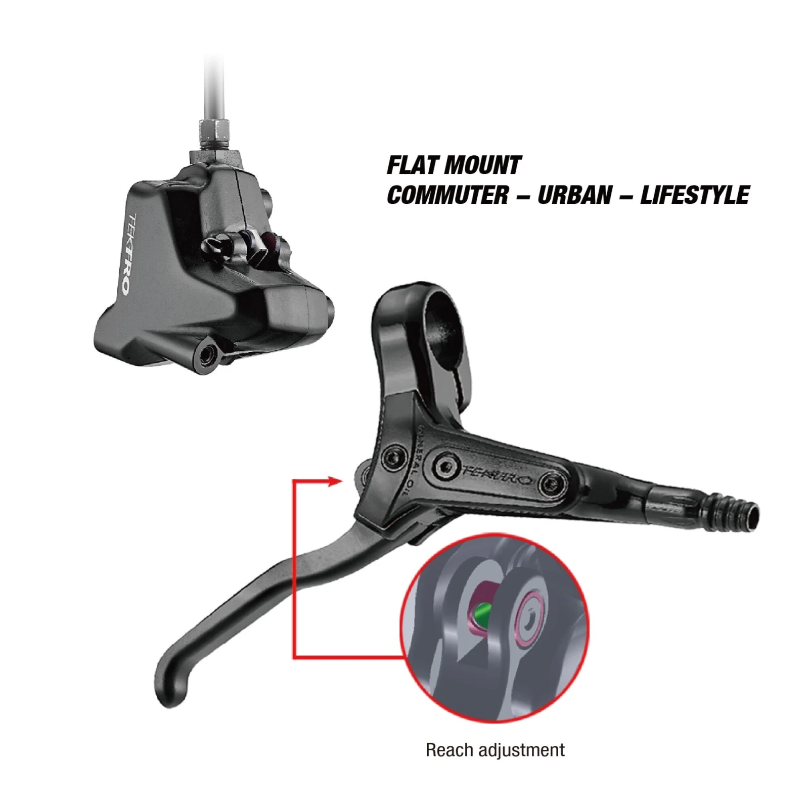 BTWIN Hydraulická brzda R280 pravá zadná páčka bez kotúča 1300 mm · záber 1