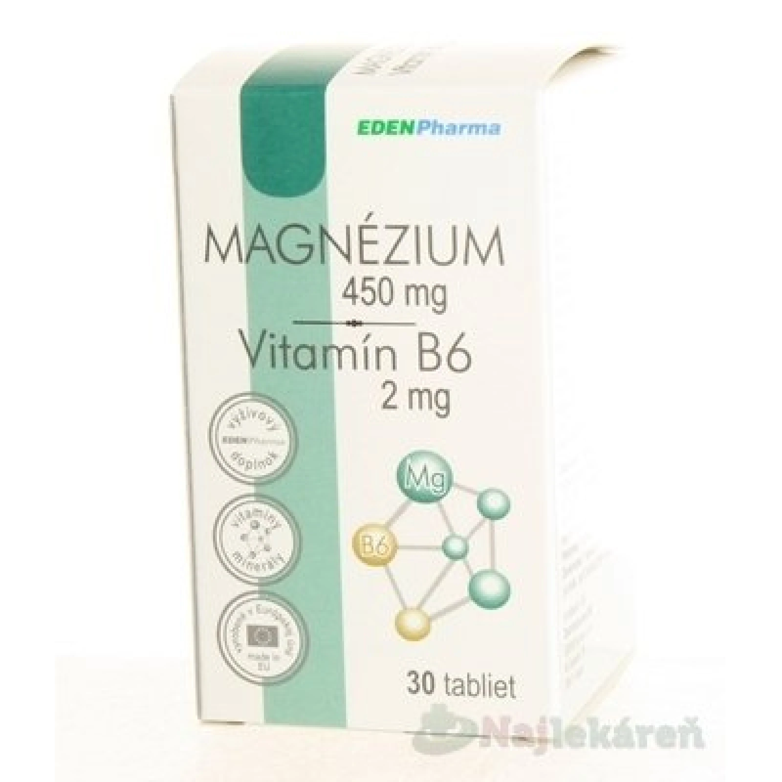 Edenpharma Magnézium + Vitamín B6 30 tbl · záber 2