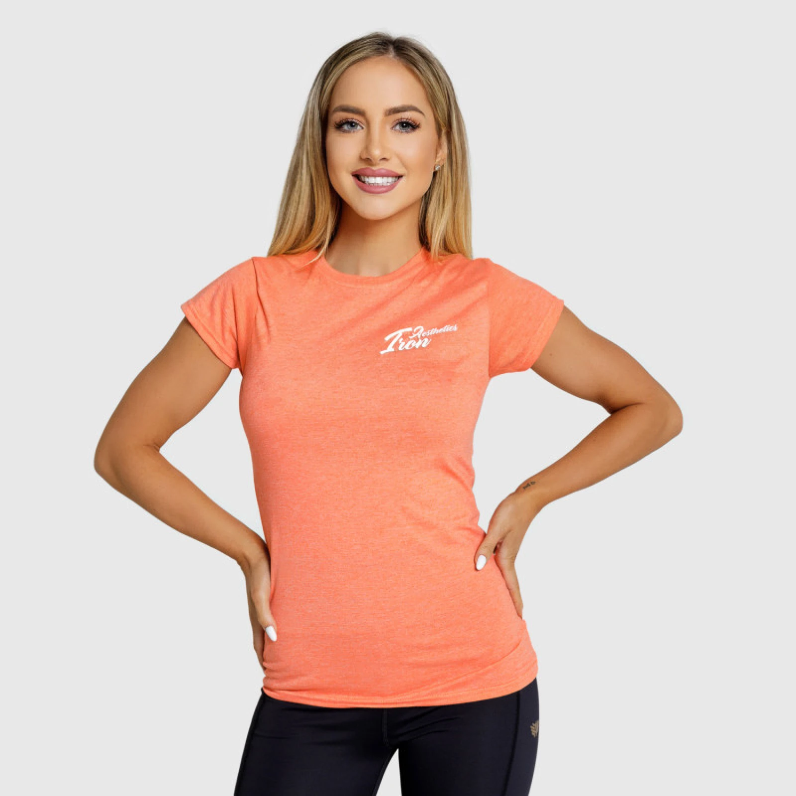 Dámske fitness tričko Iron Aesthetics Fit, oranžové · záber 4