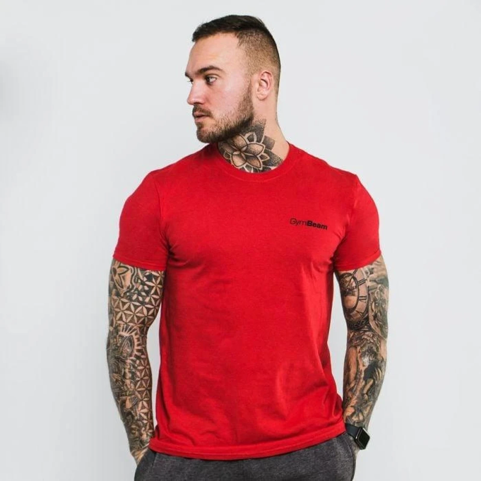 GymBeam Tričko Basic Cherry Red - Velikost: S | Barva: červená | Hmotnost: 0,12 kg | Balení: 72 · záber 4