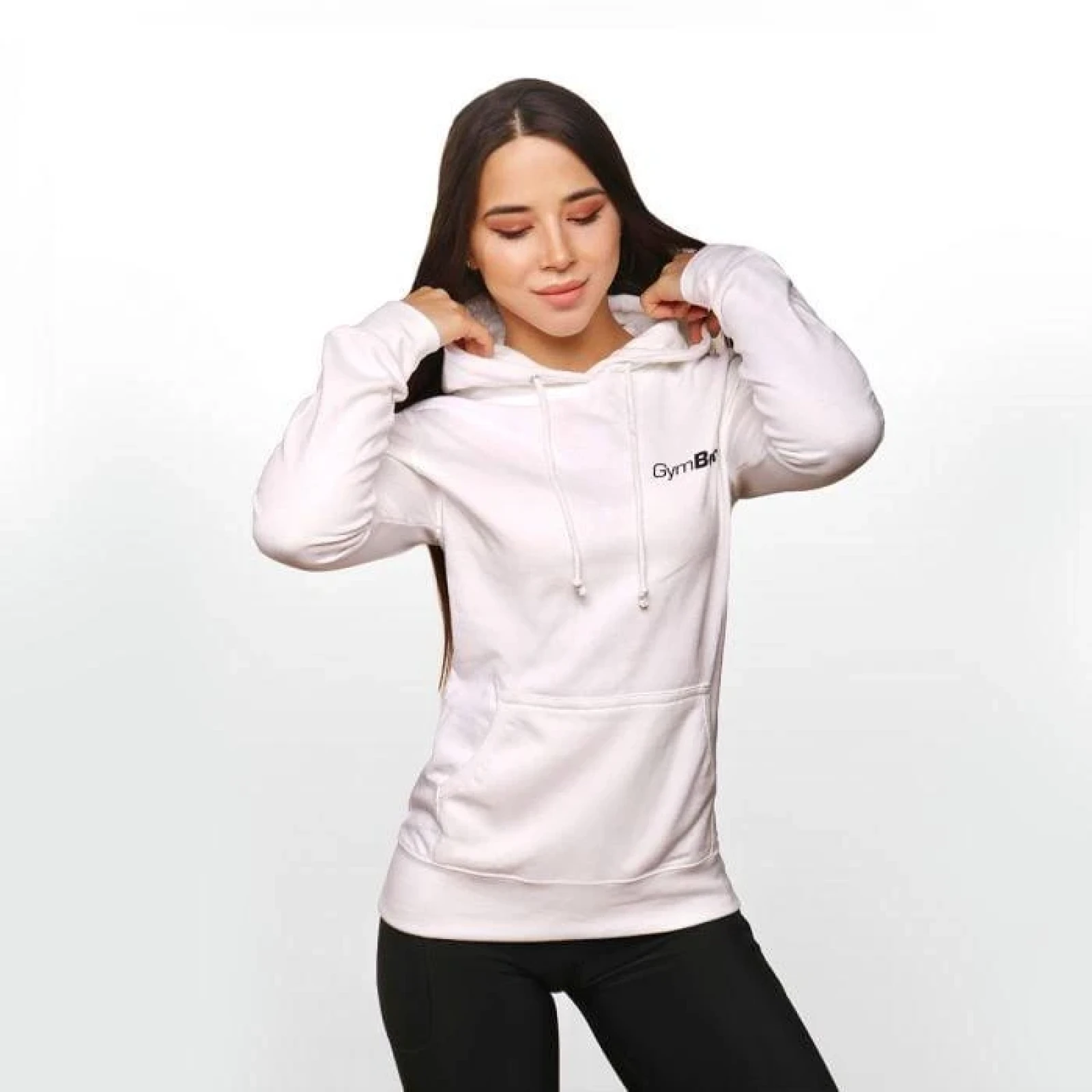 GymBeam Dámská mikina PRO Hoodie White - Velikost: XS | Barva: biela | Pohlavie: Dámské | Hmotnost: 0,37 kg | Balení: 24 · záber 2
