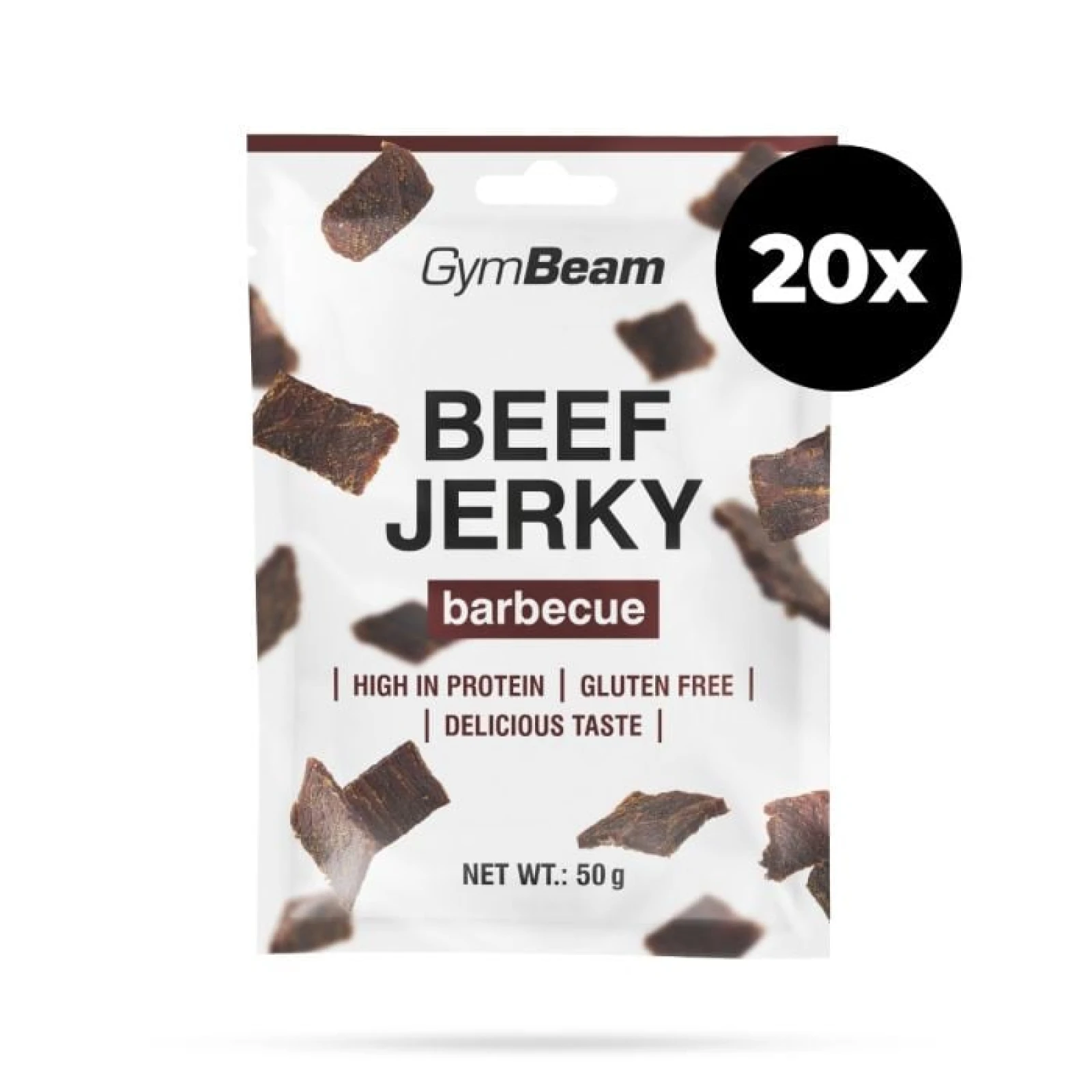 Сушено месо Beef Jerky - GymBeam - Вкус: Барбекю | Тегло: 1 g · záber 1