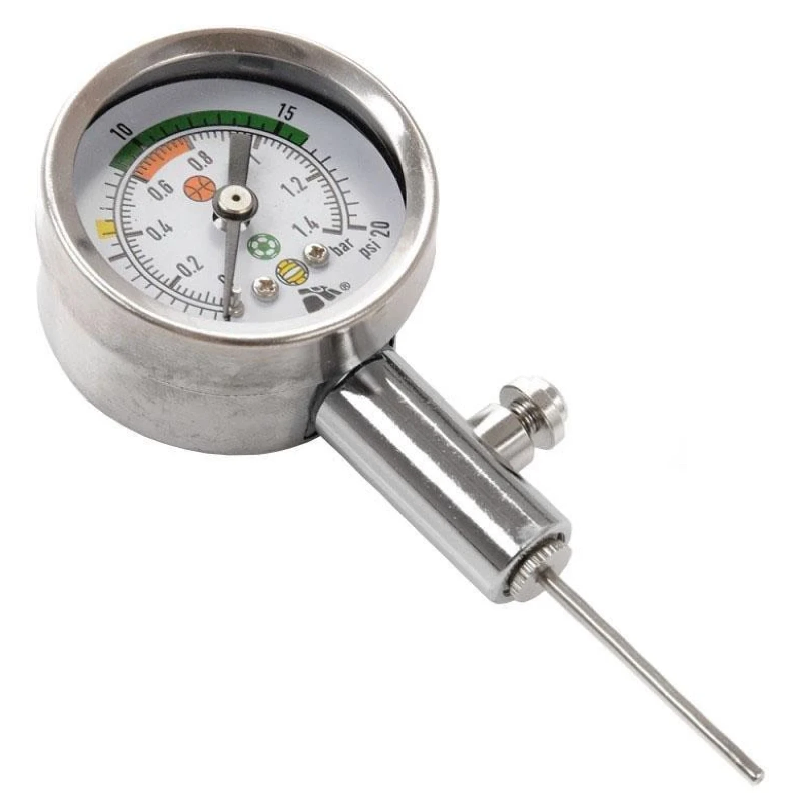 Měřič tlaku míčů - budík chrom HS001 · záber 1