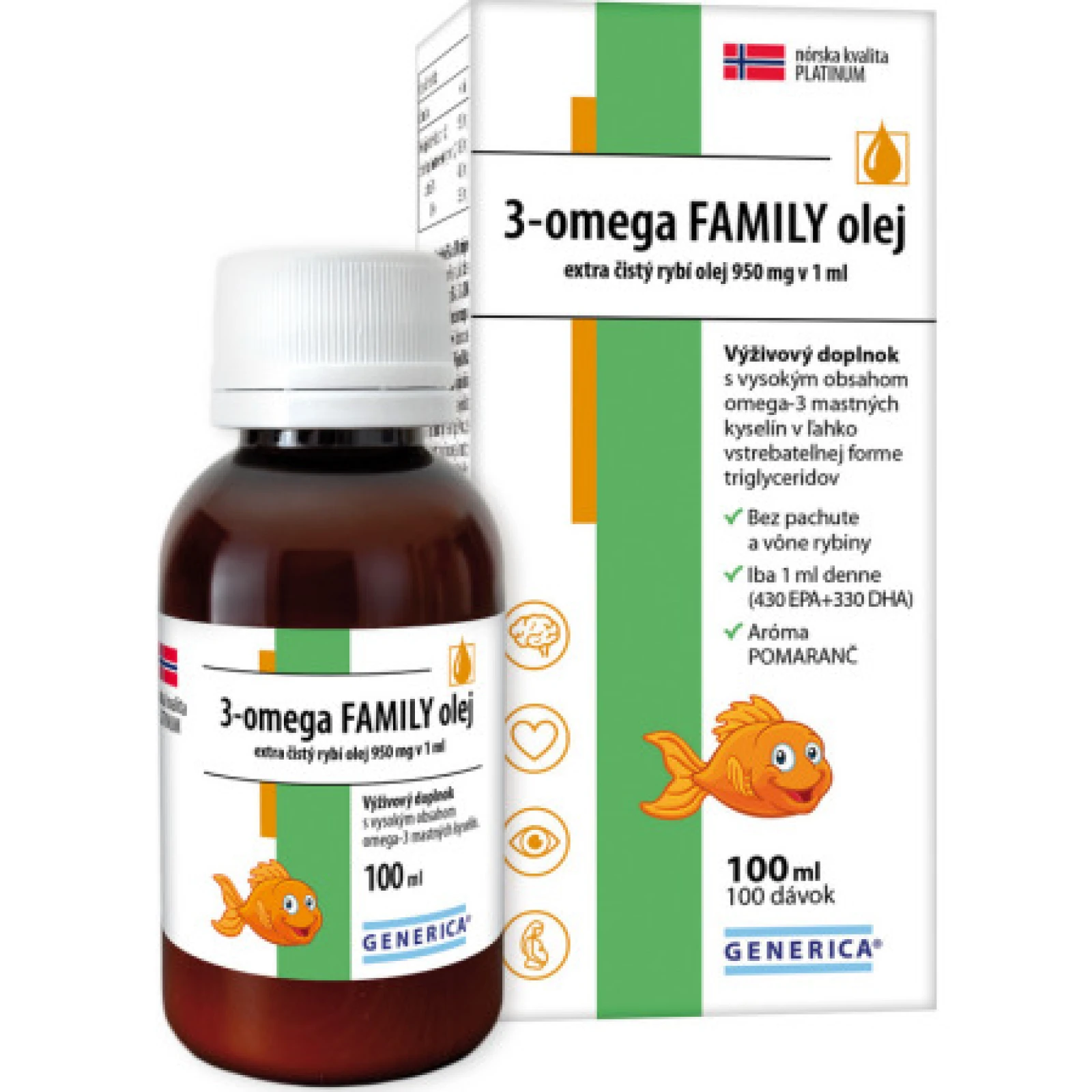 GENERICA 3-omega family extra čistý rybí olej 100 ml · záber 1