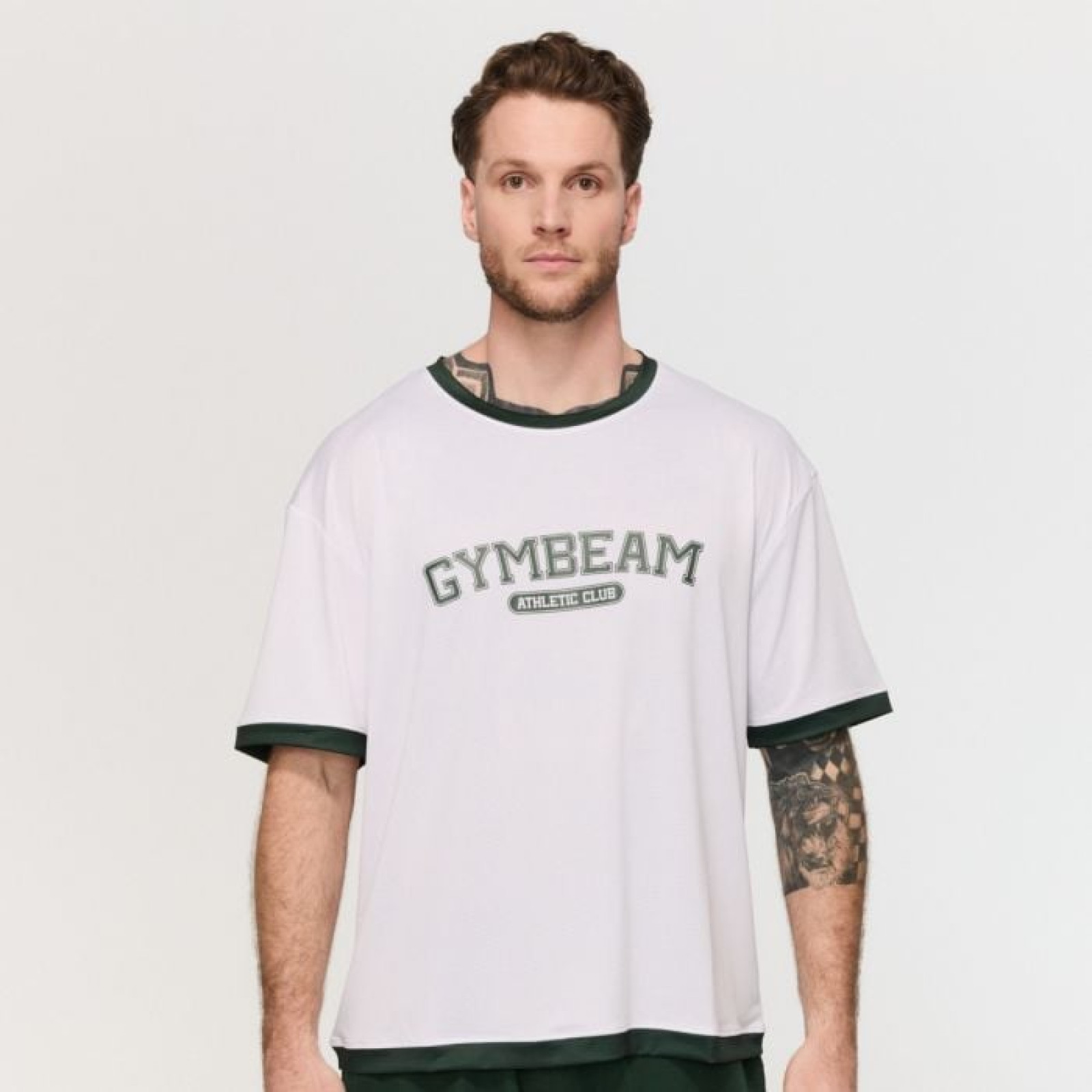 GymBeam Tričko Oversized Varsity White XL · záber 1