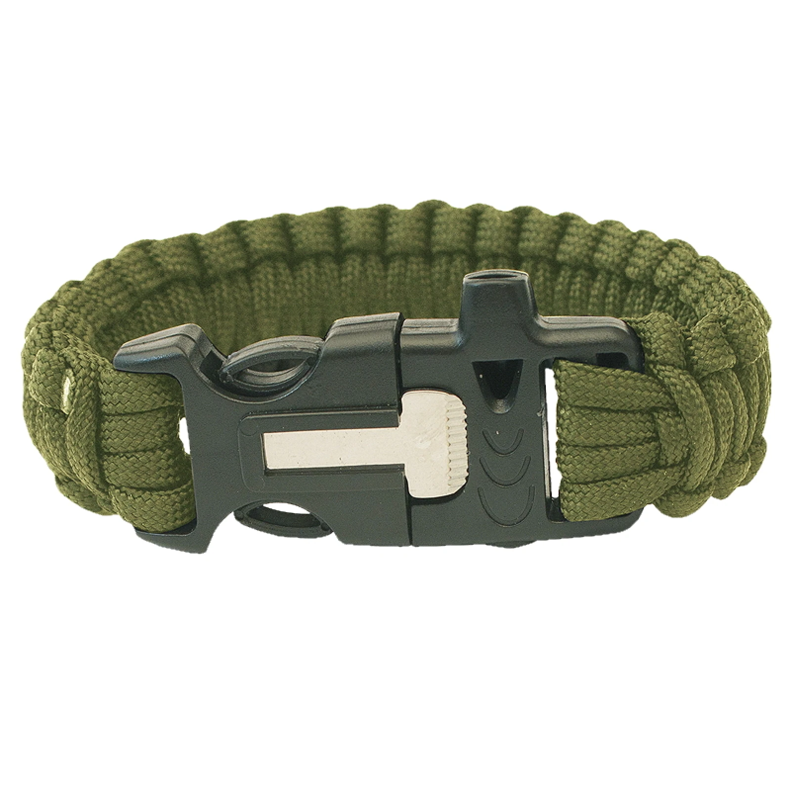 Highlander Paracord - trojzubec, píšťalka, křesadlo olivovo zelená · záber 1