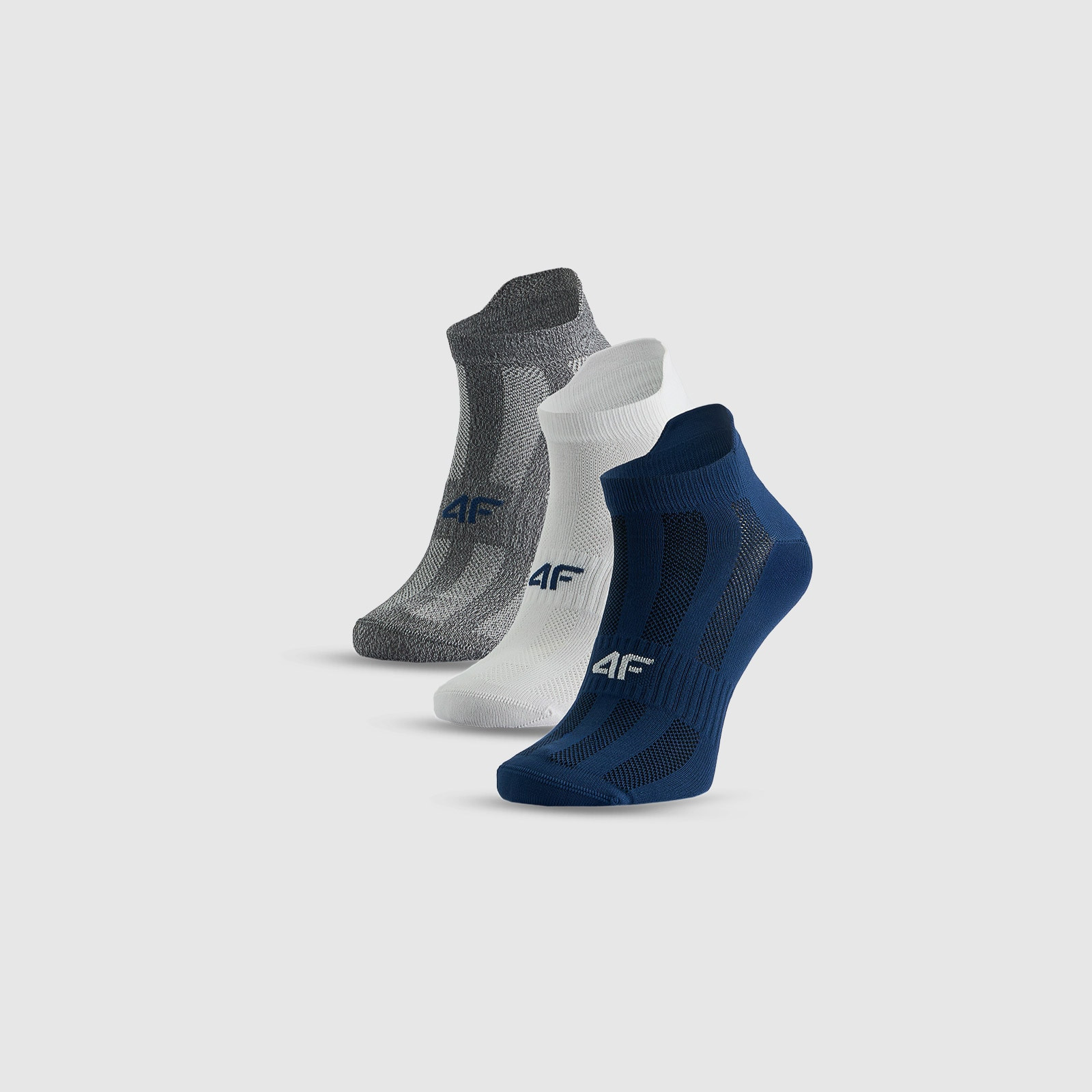 Tréningové krátke ponožky (3-pack) pánske - sivé+biele+tmavomodré · záber 1