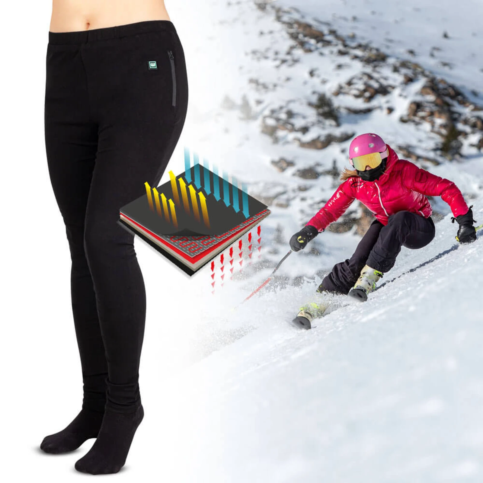 Dámske vyhrievané nohavice W-TEC Insupants Lady Farba čierna, · záber 5