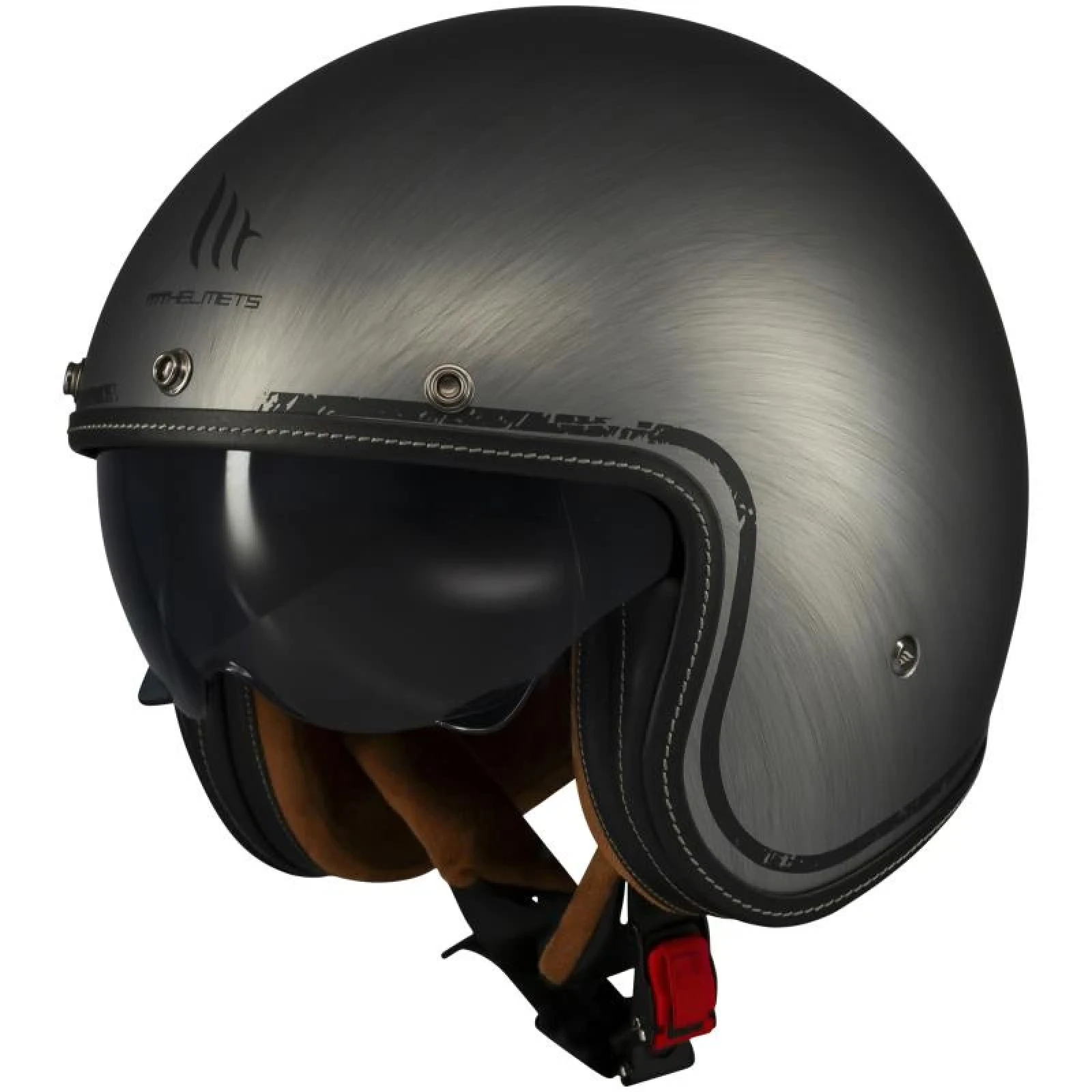 MT Helmets Otevřená helma Le Mans 2 SV Scratched Chrome matná šedá - Velikost: 53-54 | Barva: Sivá · záber 1