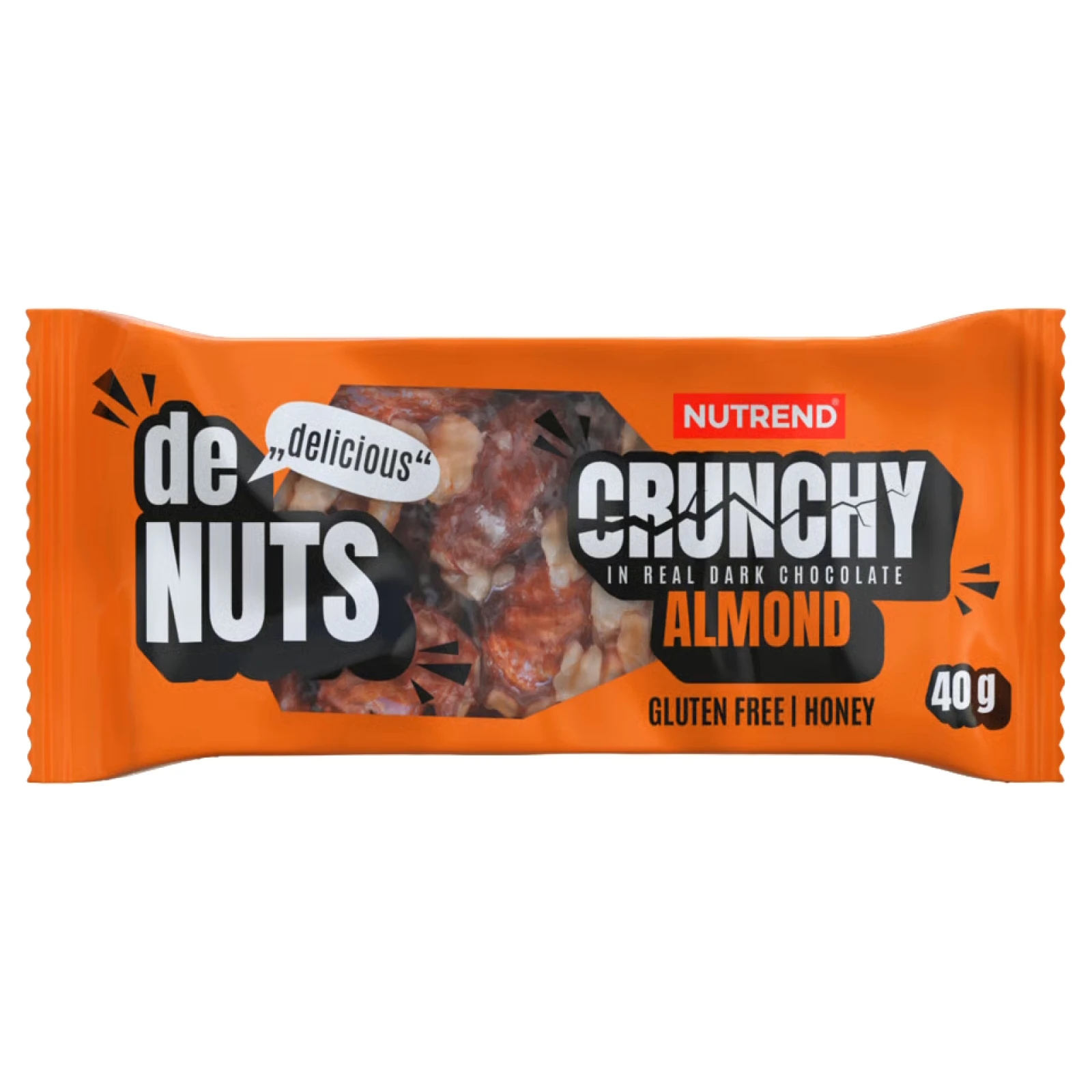 Nutrend DeNuts Crunchy 40g mandle v horkej čokoláde · záber 1