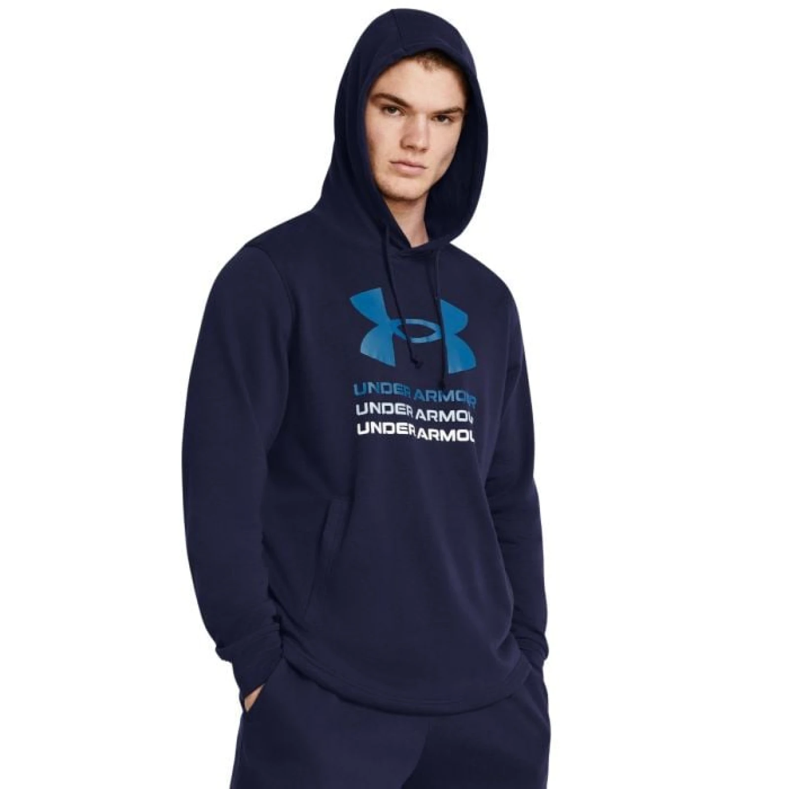 Under Armour Mikina Rival Terry Graphic Hood Blue SS · záber 1