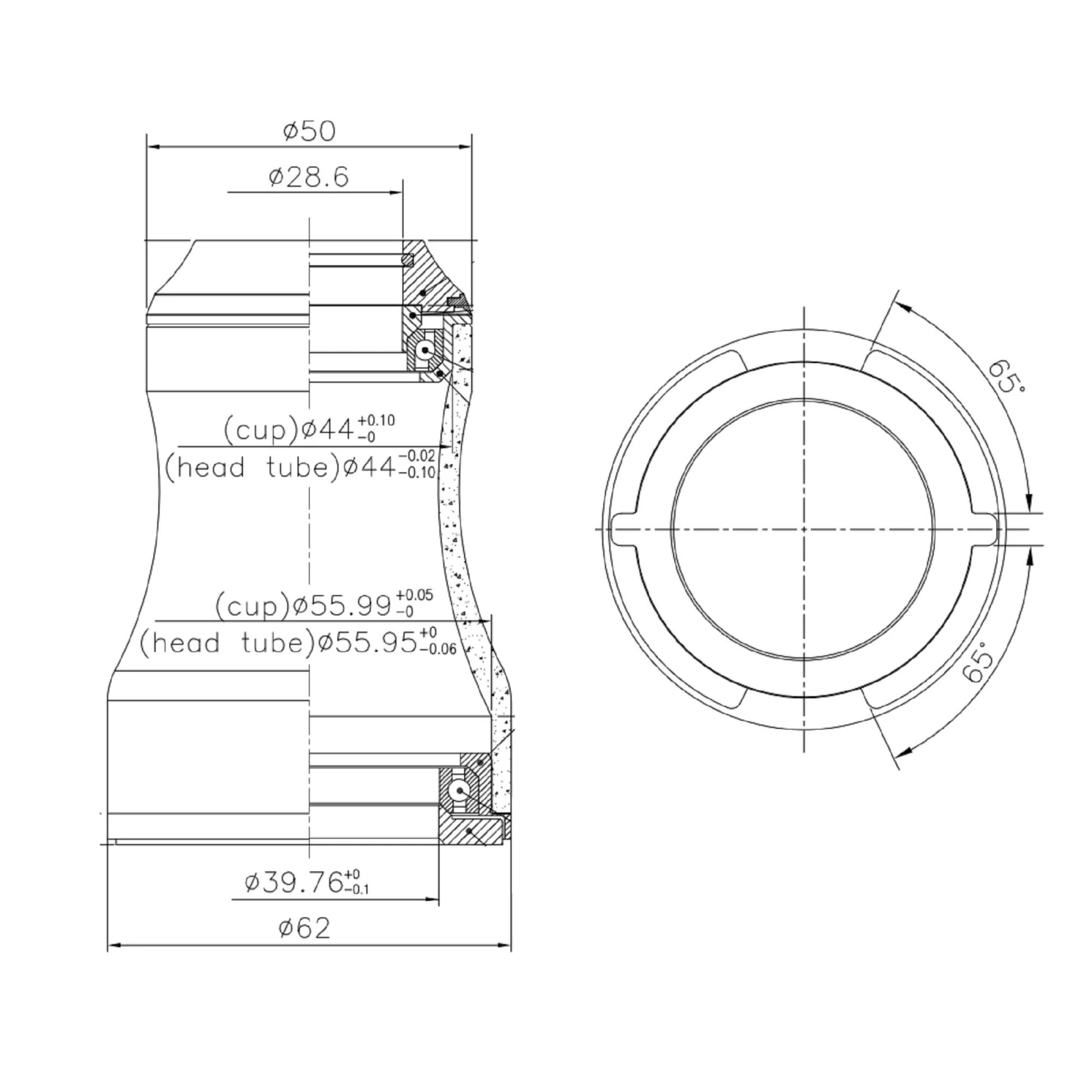 RIVERSIDE Polointegrované hlavové zloženie so zarážkami 1,5" - 1"1/8 na kónický krk bez · záber 2
