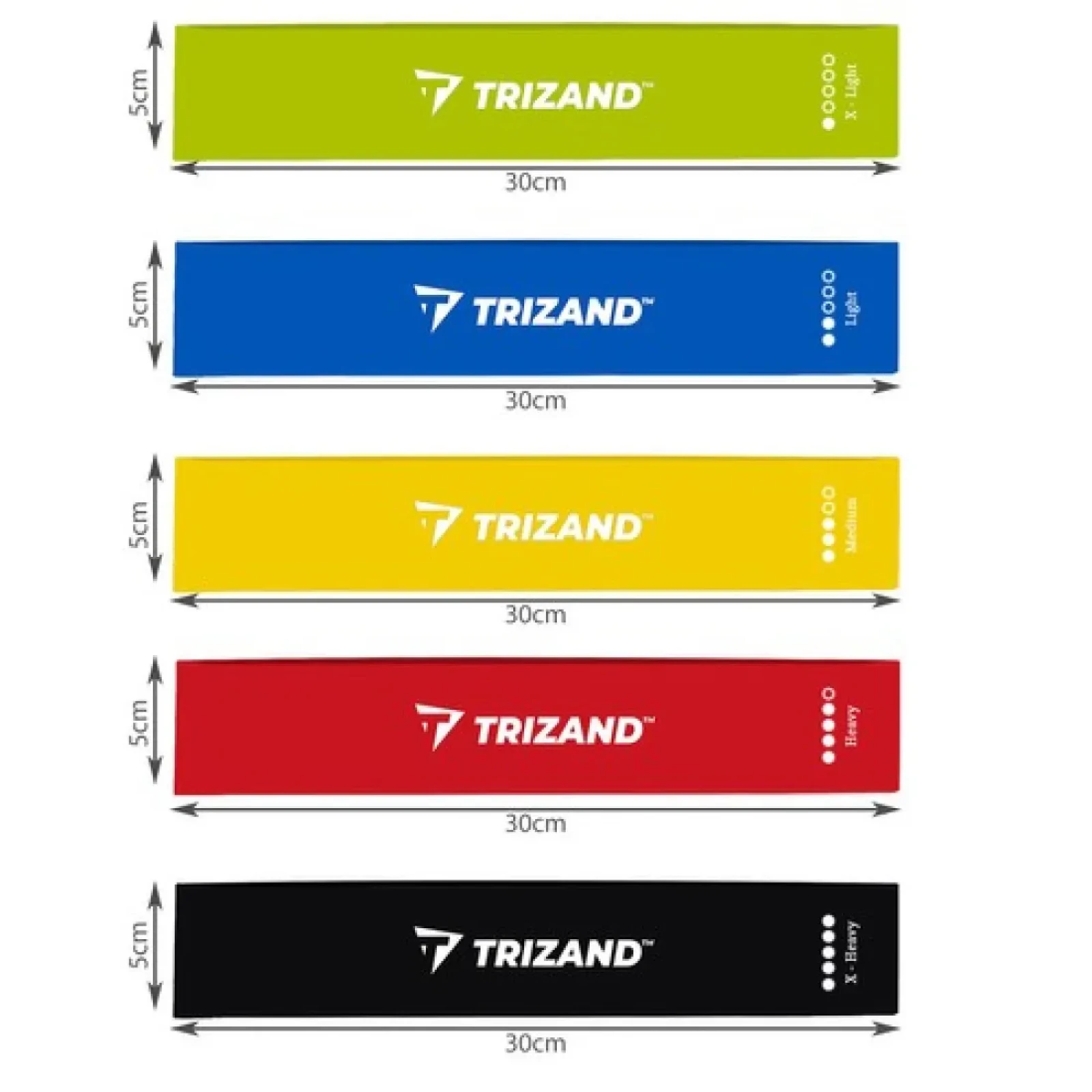 Odporové gumy TRIZAND - set 5 ks · záber 3