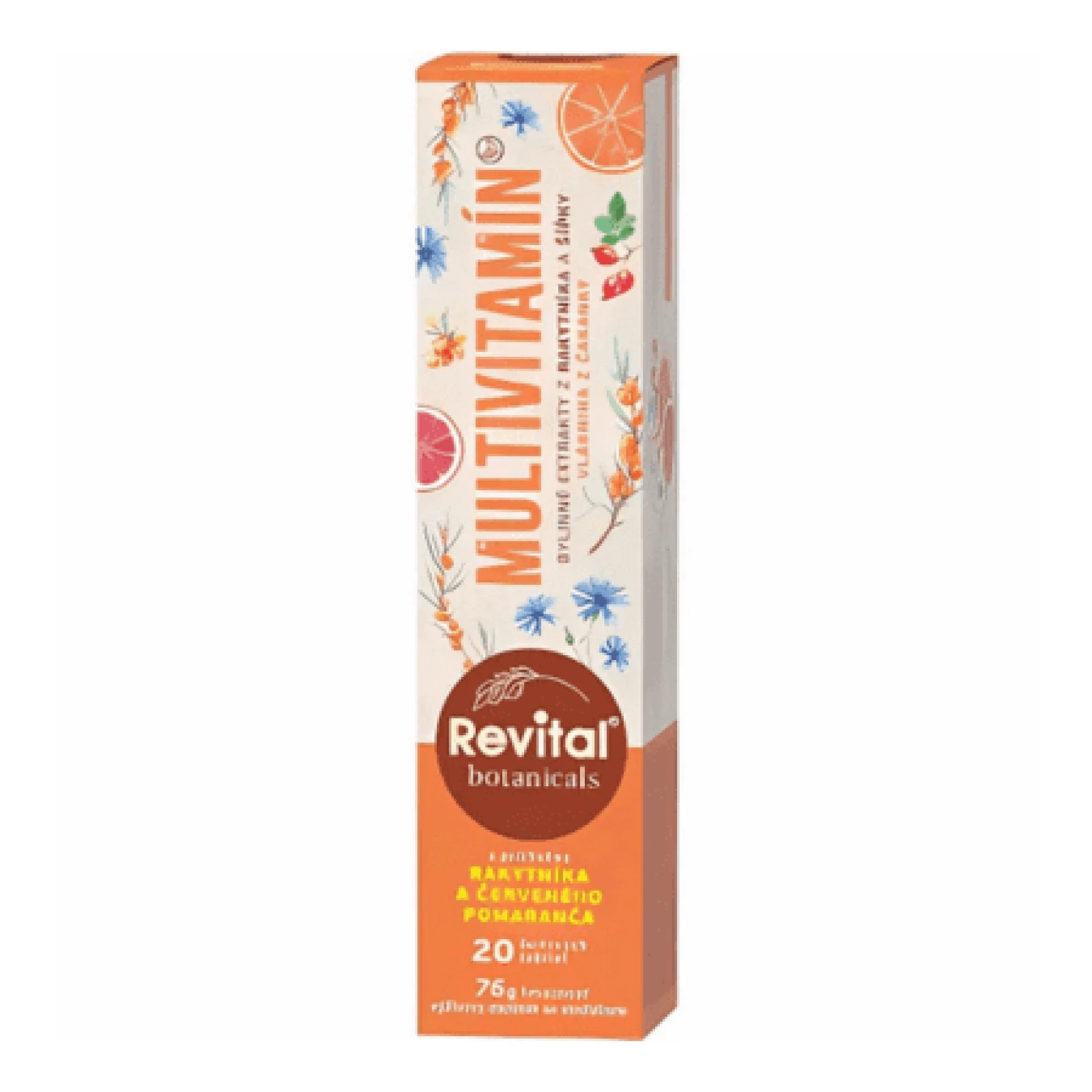 REVITAL Botanicals multivitamín rakytník a červený pomaranč 20 šumivých tabliet · záber 1