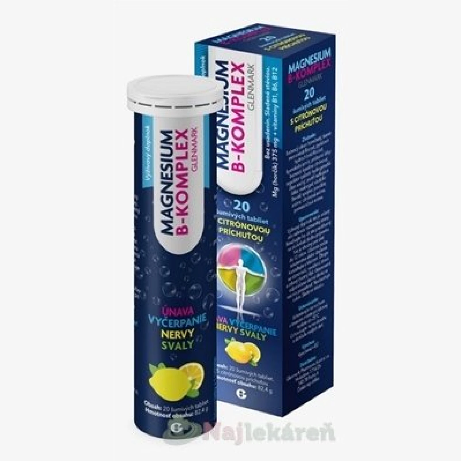 GLENMARK Magnesium B-Komplex šumivé tablety s citrónovou príchuťou 20 ks · záber 1