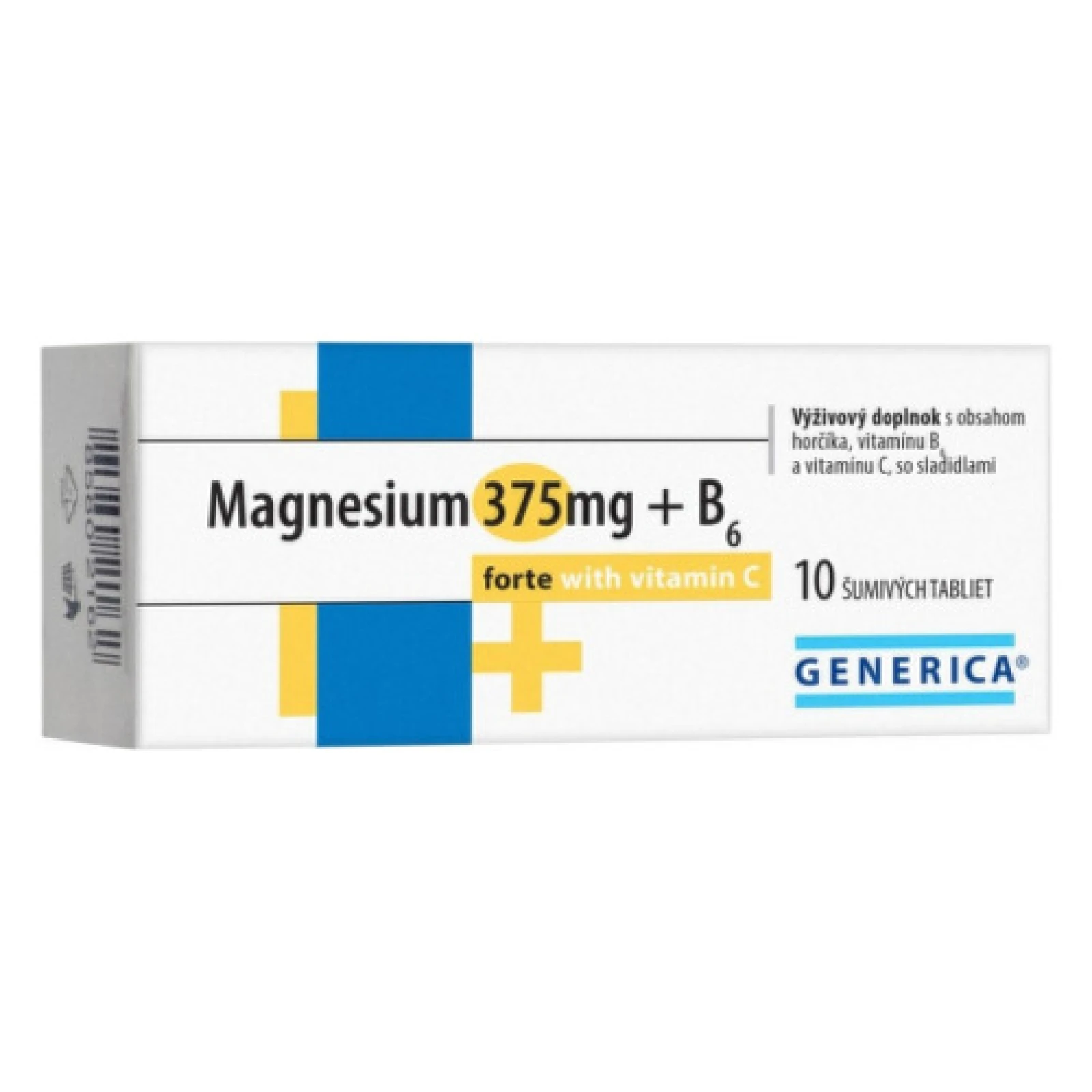 GENERICA Magnesium 375 mg + B6 forte s vitamínom C 10 šumivých tabliet · záber 1