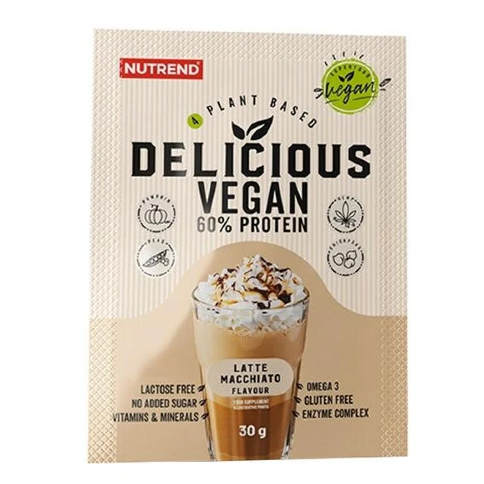 Nutrend Delicious Vegan protein 30g - Barva: Vícebarevná | Příchuť: Čokoláda, lískový oříšek · záber 1