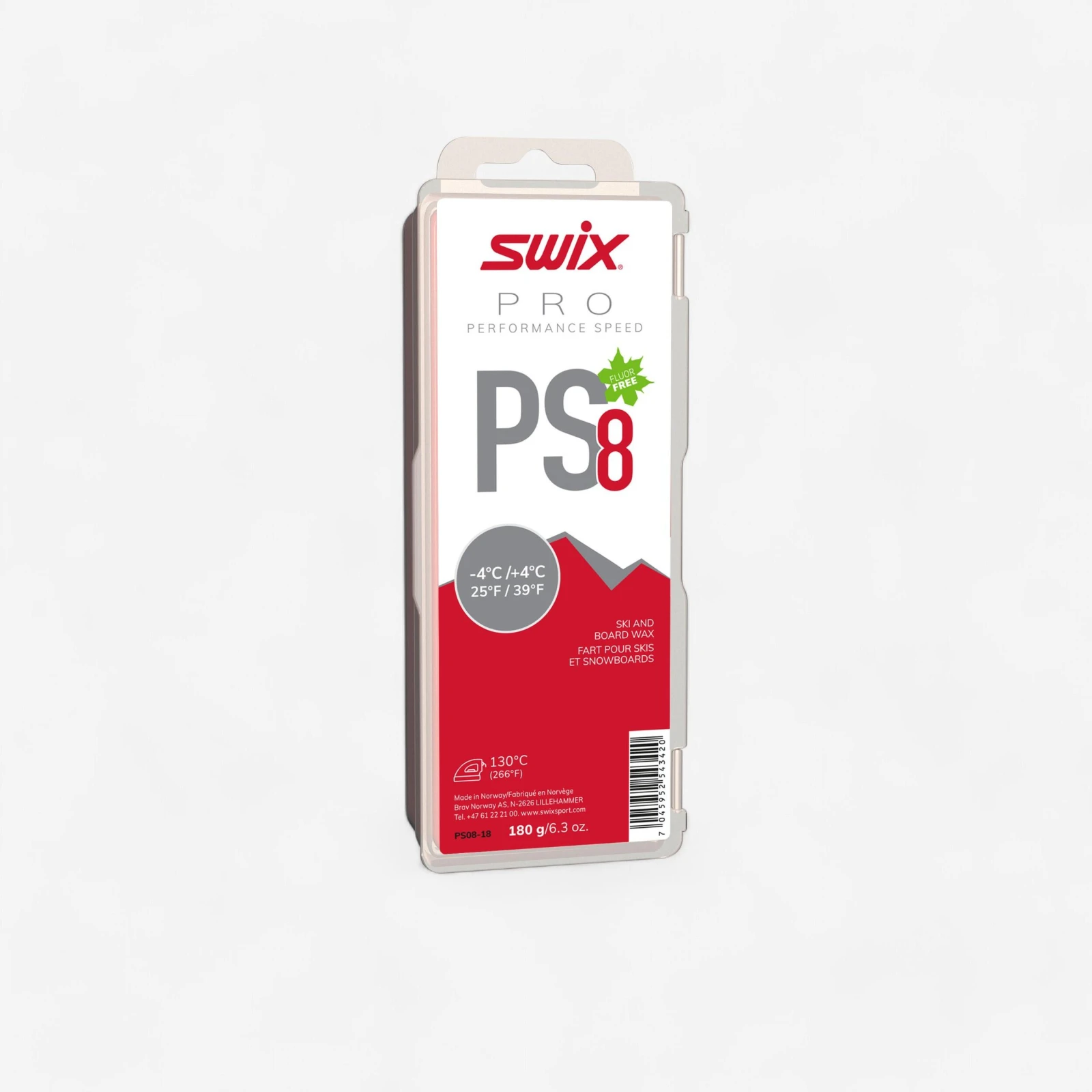 SWIX Vosk PS8 Red na voskovanie za tepla -4 °C / +4 °C 180 g bez · záber 1