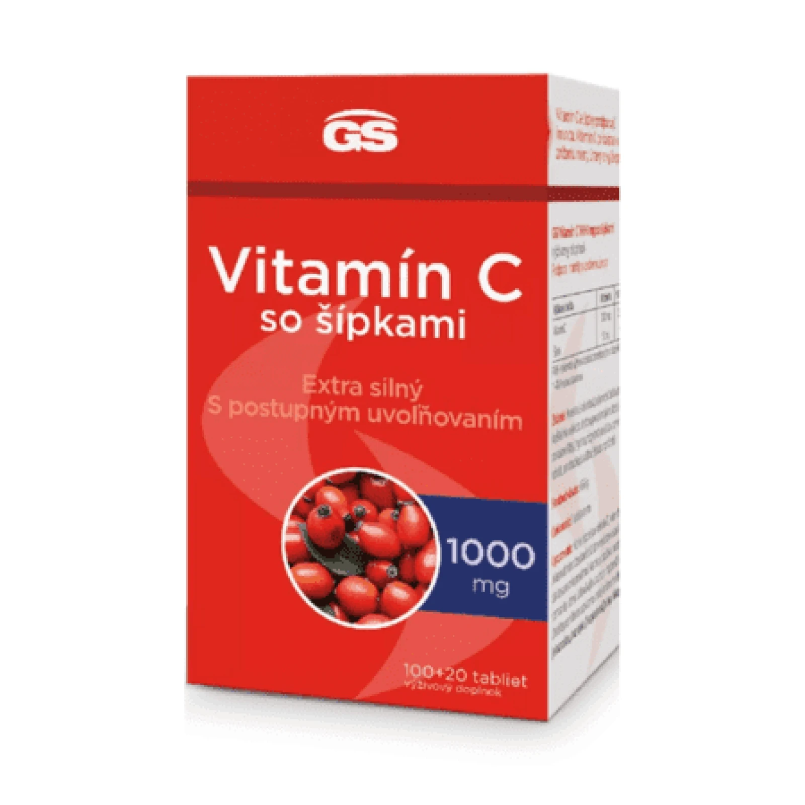 GS Vitamín C 1000 mg so šípkami 100 + 20 tabliet · záber 1