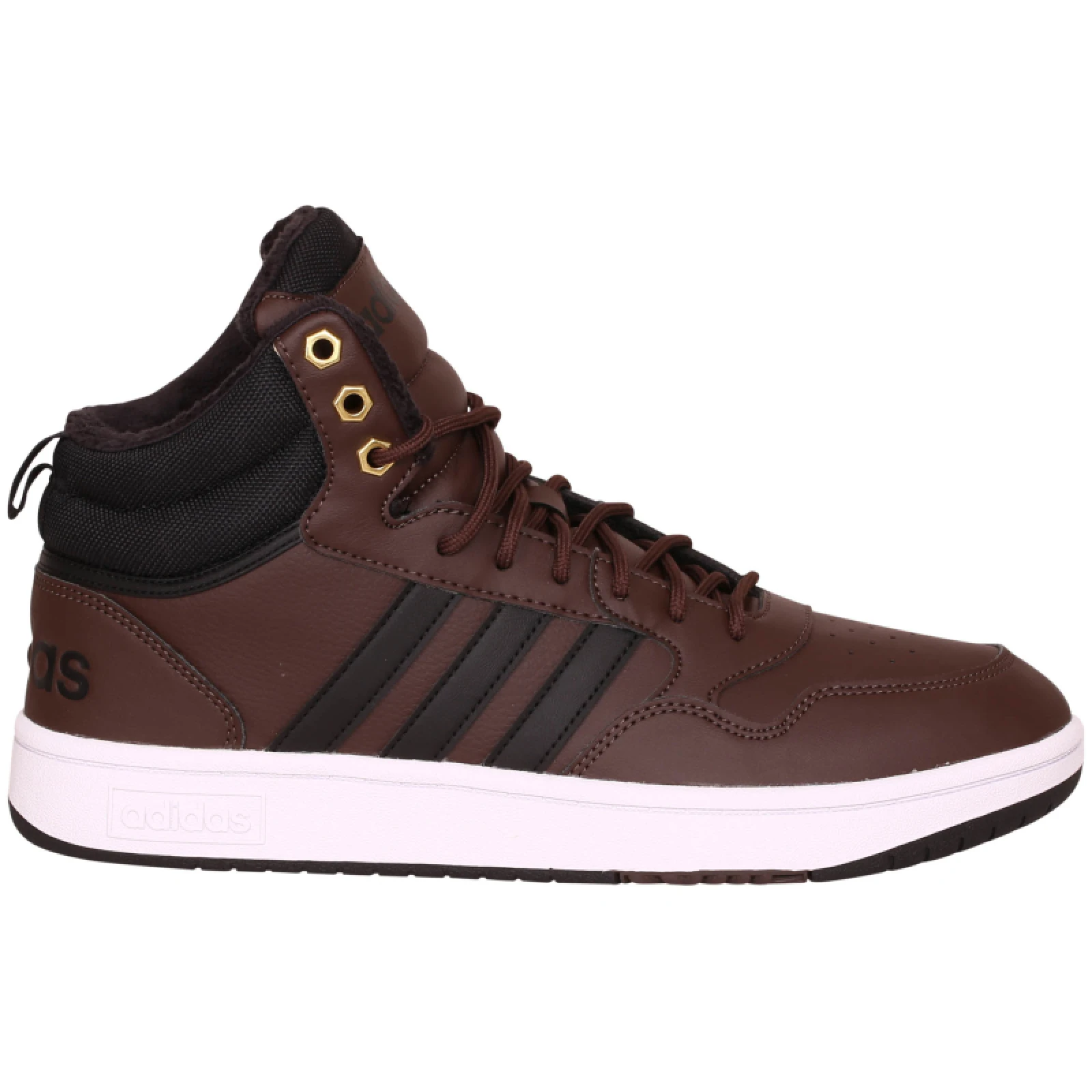 Pánske členkové zimné topánky ADIDAS Hoops 3.0 Mid WTR brown core black gold matt - Farba: čierna | Pohlavie: Muzi · záber 2