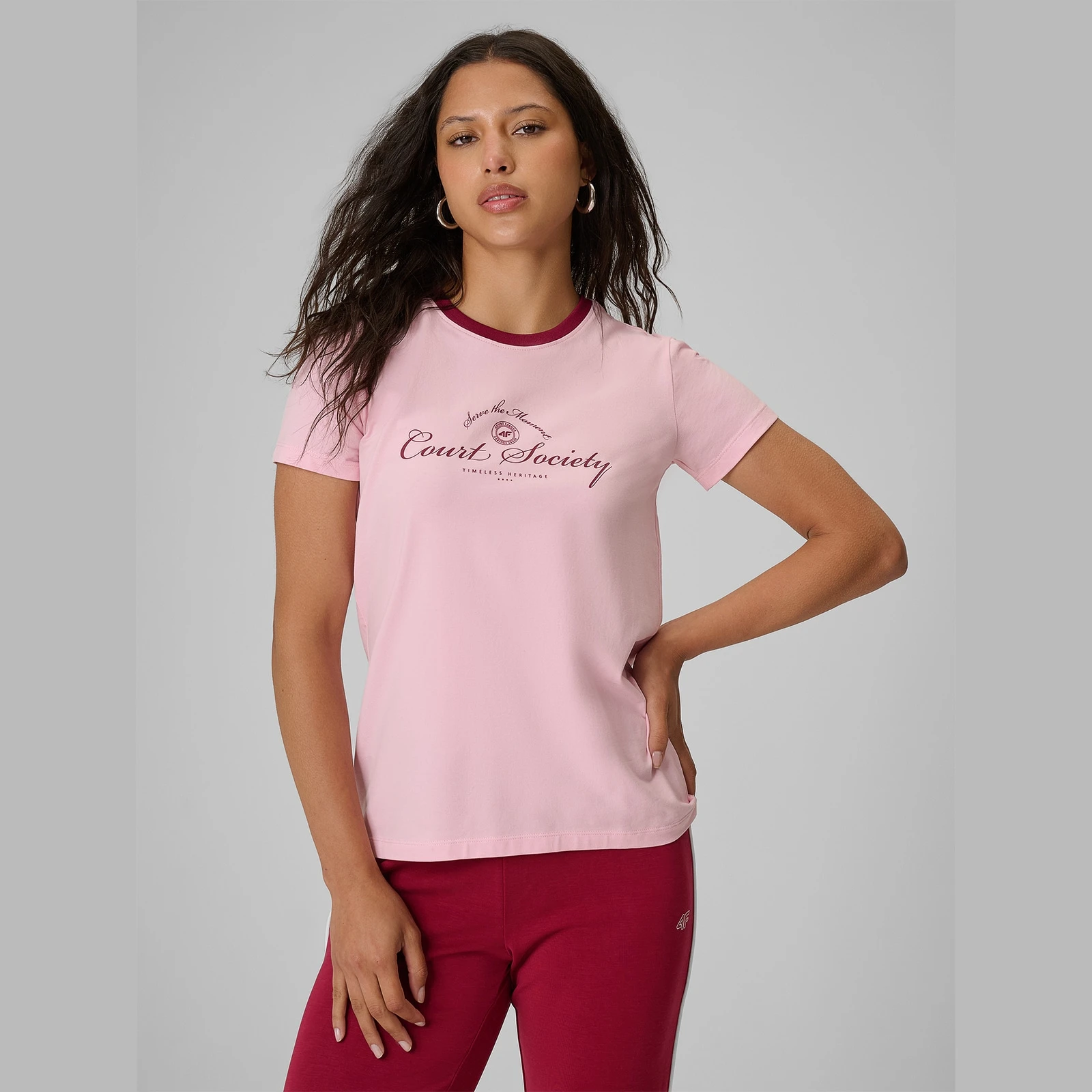 T-shirt regular s potlačou dámsky - ružový · záber 5