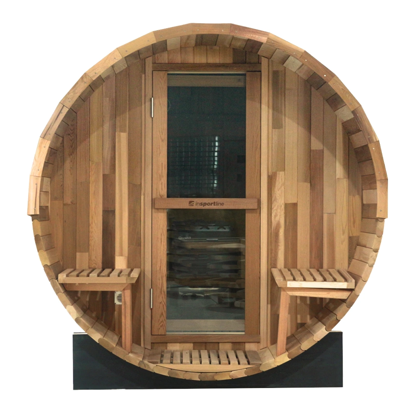 Fínska sudová sauna inSPORTline Viduor 400 - cédrové drevo Variant s elektrickými 6 kW kachlami · záber 3
