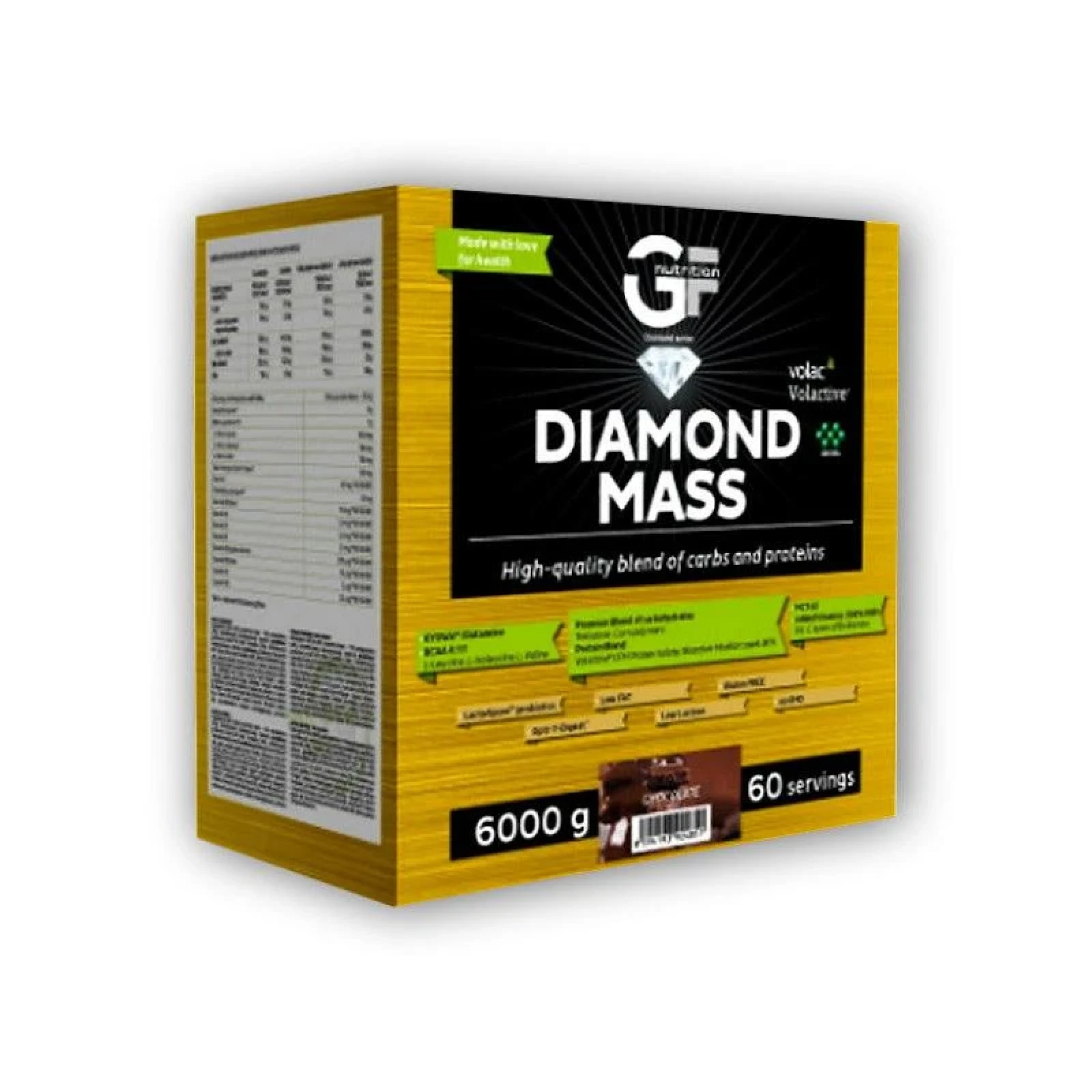 GF nutrition Diamond MASS 6000g - Barva: Vícebarevná | Příchuť: Chocolate no sweet · záber 1