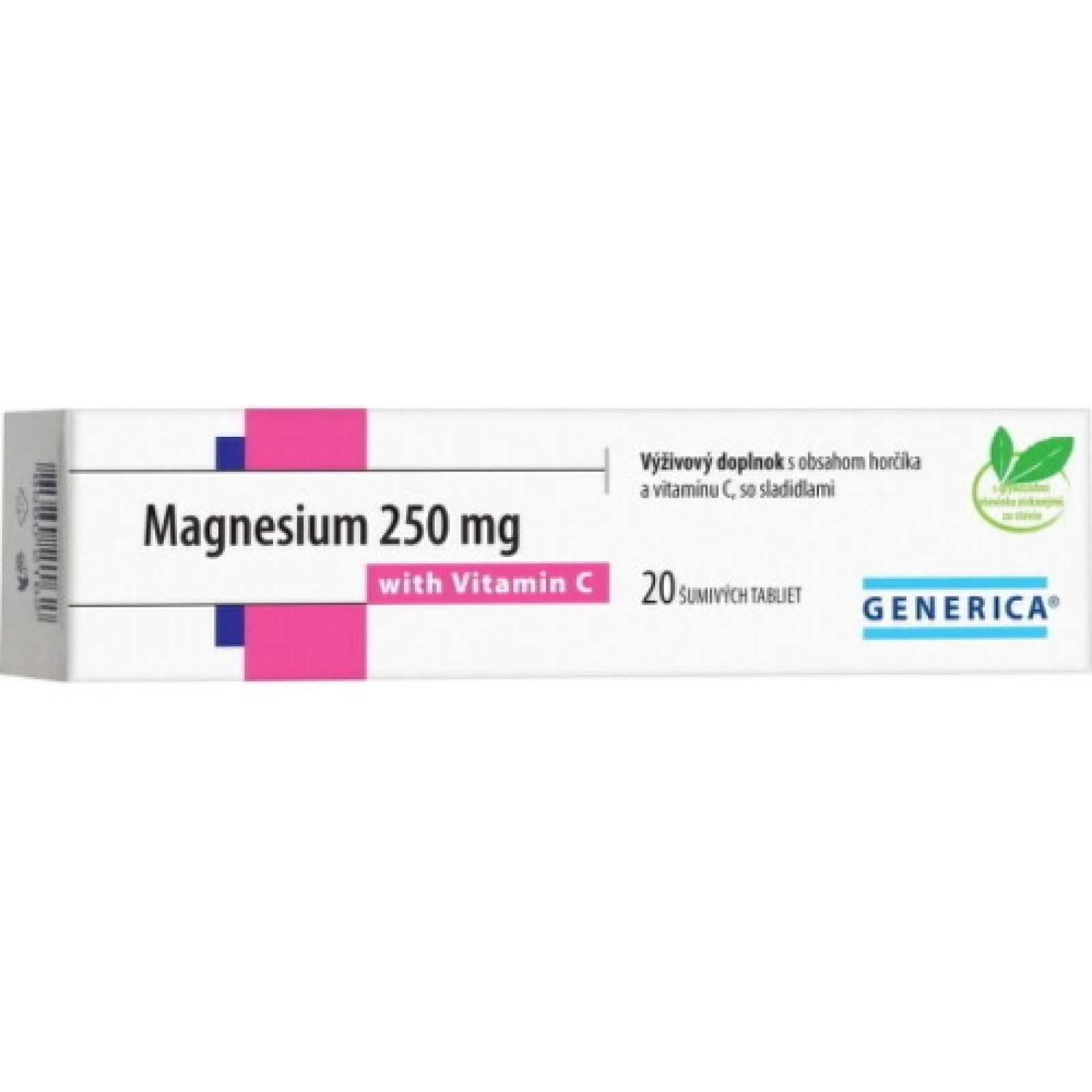 GENERICA Magnesium 250 mg + vitamín C 20 šumivých tabliet · záber 1